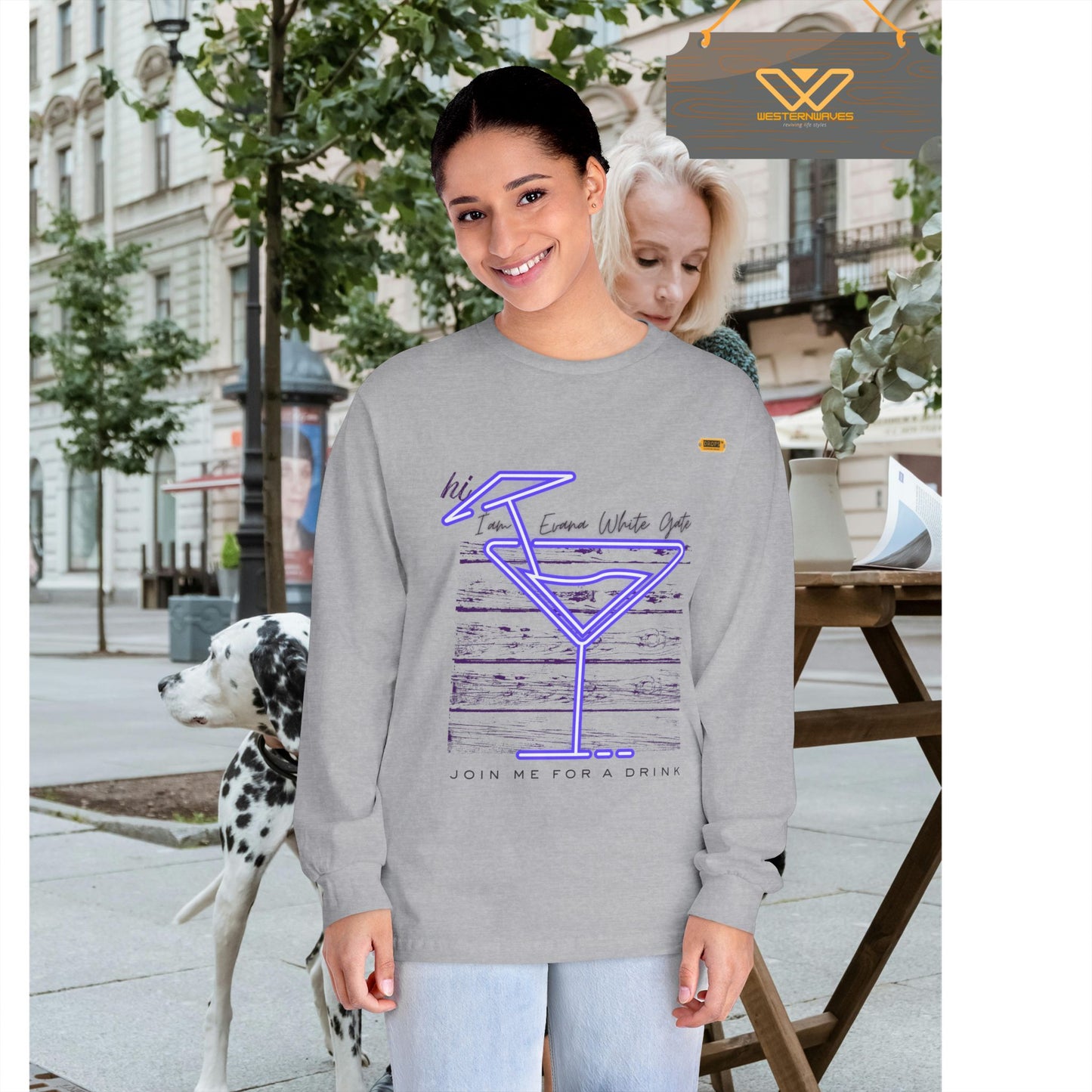 Unisex Classic Long Sleeve T-Shirt_ N6* Series USCLSTS PT2WW002_ Limited Edition Playful Design by WesternWaves: