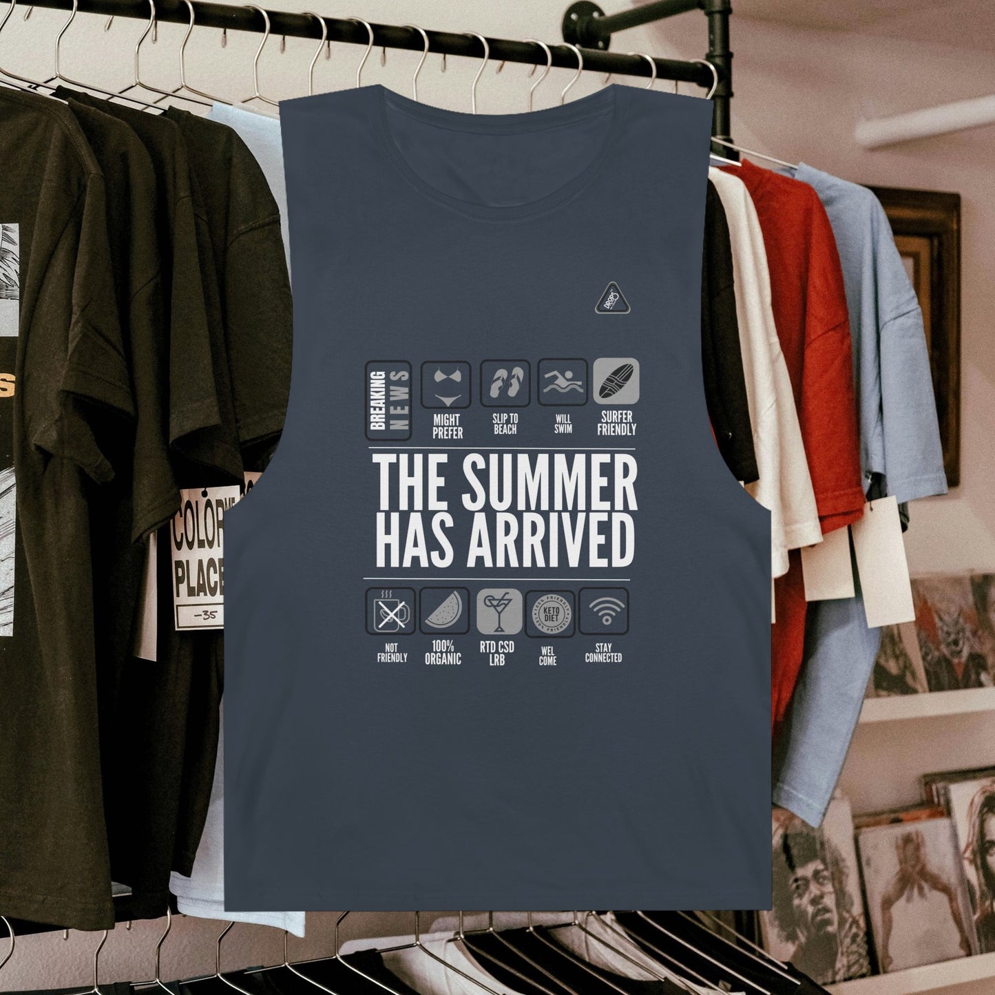Unisex Summer Vibes Tank Top - 'The Summer Has Arrived' – Organic Cotton_ 09 May 2025_ 001