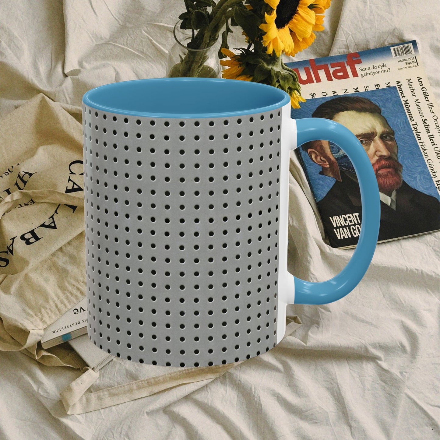 Two Tone Accent Coffee Mug 11oz_  N7+ Series ACMUG11OZ PT2WW001_ Limited Edition Stylish Perforated Design by WesternWaves: