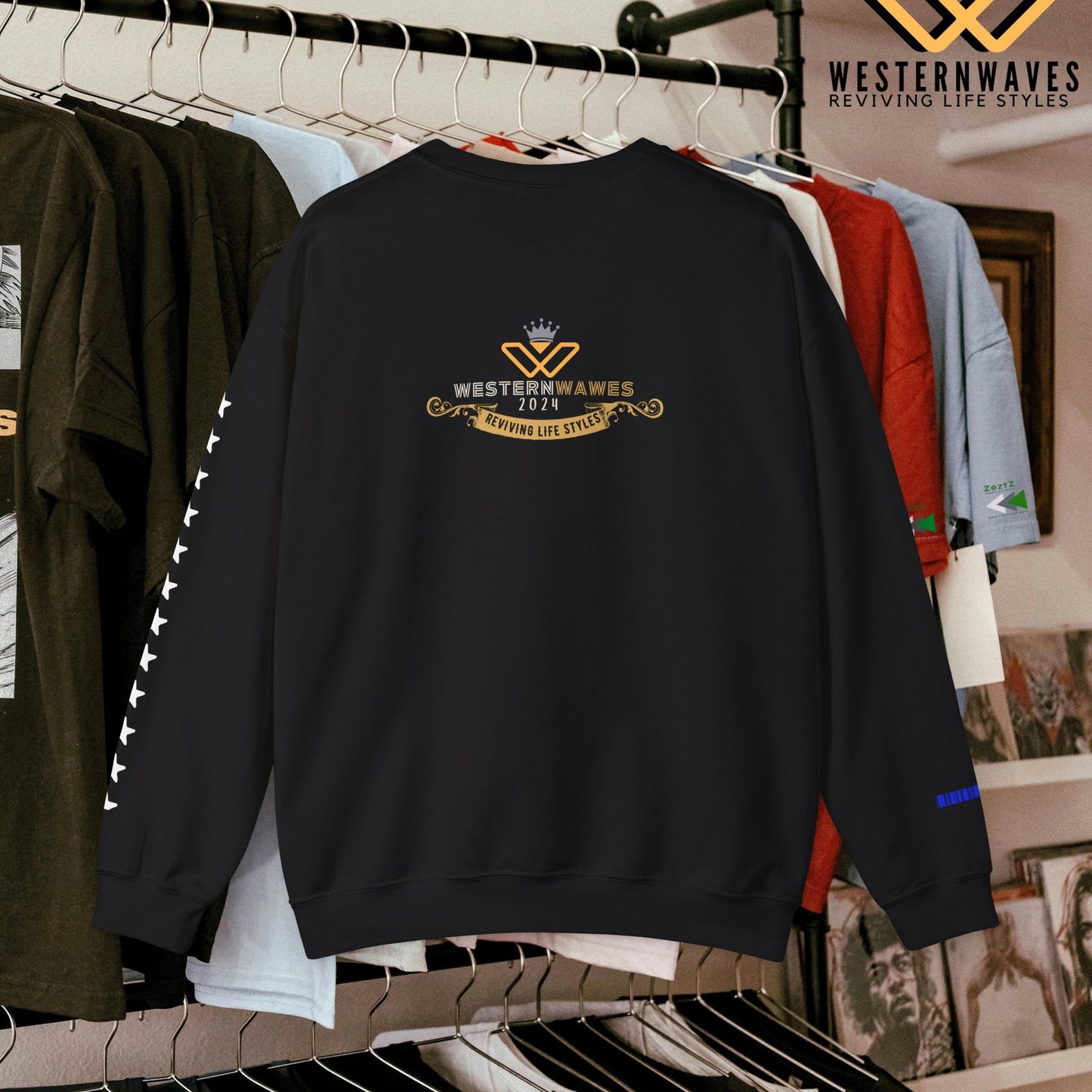 Unisex Heavy Blend™ Crewneck Sweatshirt_ N3 Series UHBCSS PT2WV011_ Limited Edition Pure Luxuryby WesternWaves: