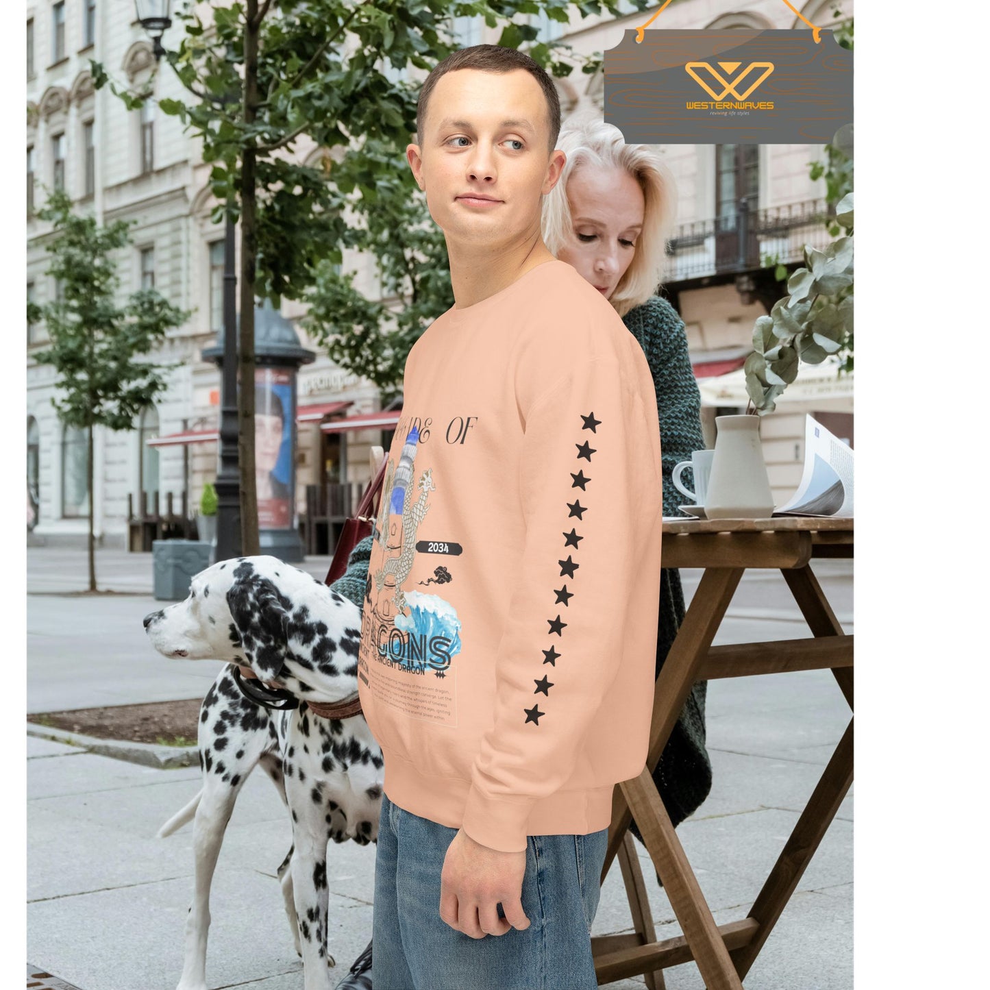 Unisex Lightweight Crewneck Sweatshirt_ N2 Series SPW ULWCSS PT2WW013_Limited Edition Conscious Fashion Collaboration by WesternWaves: