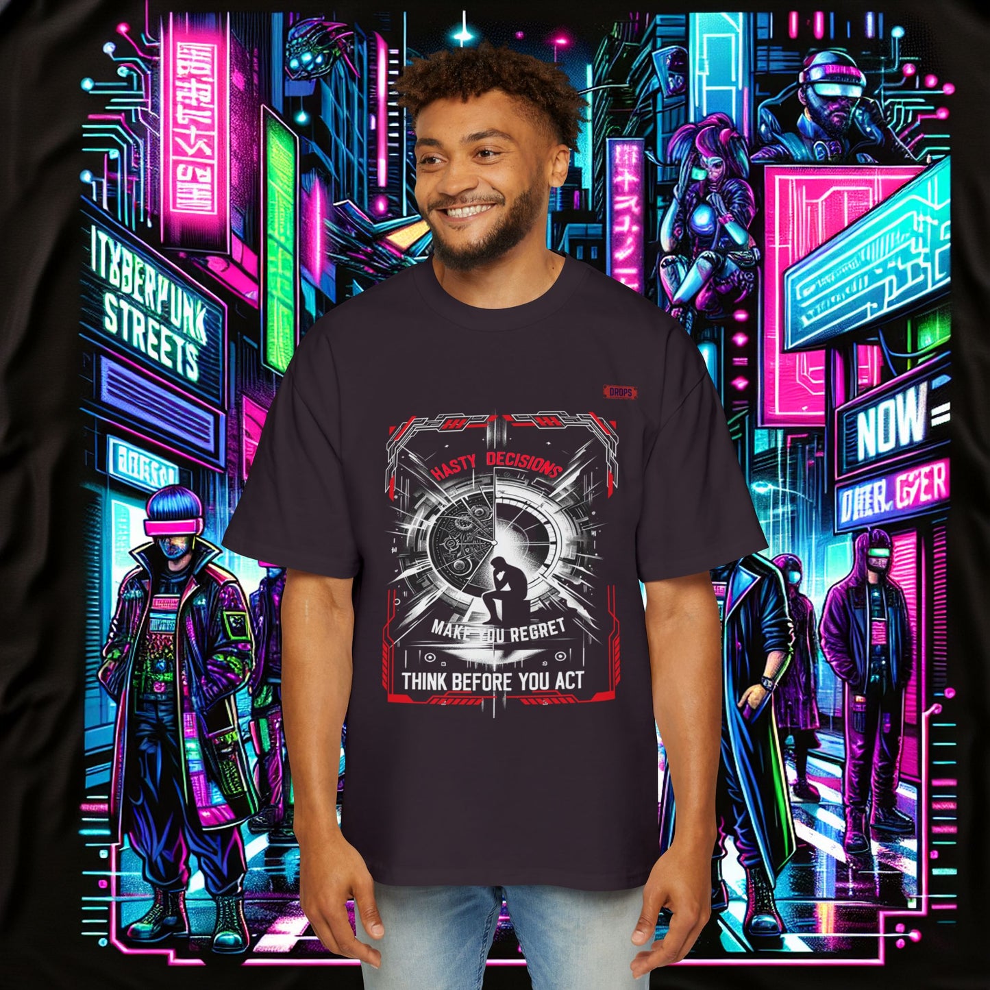 Men's Oversized Graphic Tee_ Series N8+ MENSOSGTEE PT2WW001_ Series SHD 008_ Limited Edition Unique Casual Wear by WesternWaves: