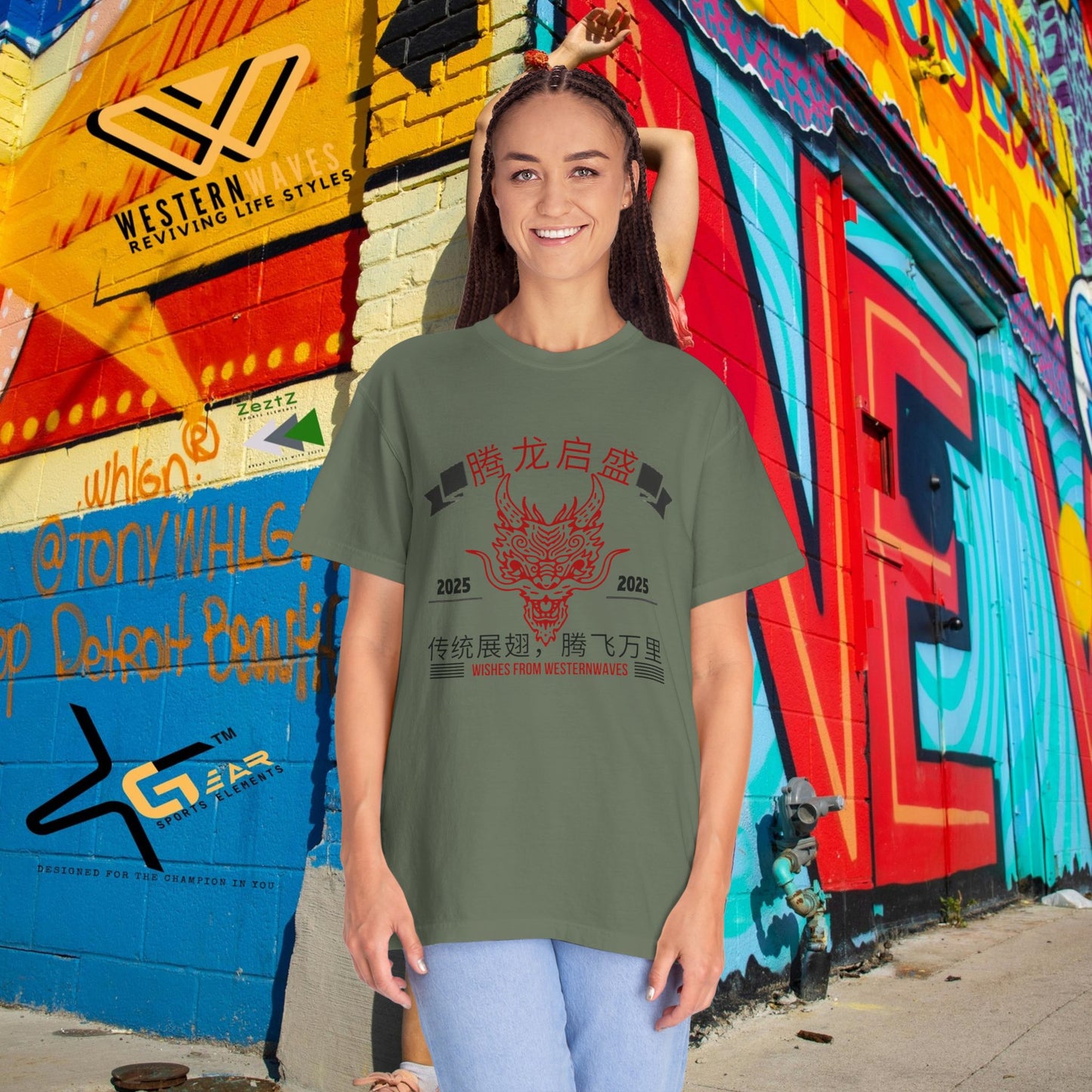 Unisex Garment-Dyed T-shirt_ N3+ Series USGDTS PT2WW003_ Comfort Colors 1717_ ‘Election America’ Limited Edition Fusion of Style For Chinese New Year Celebrations by WesternWaves: