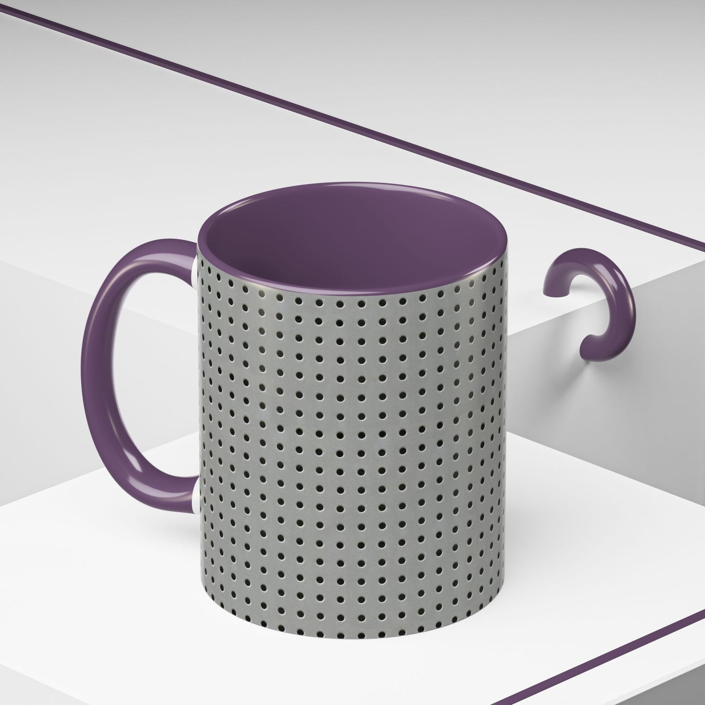 Two Tone Accent Coffee Mug 11oz_  N7+ Series ACMUG11OZ PT2WW001_ Limited Edition Stylish Perforated Design by WesternWaves: