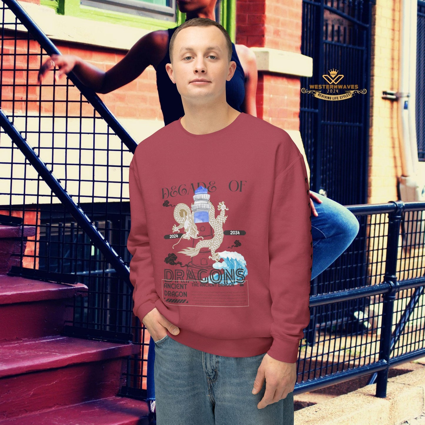 Unisex Lightweight Crewneck Sweatshirt_ N2 Series SPW ULWCSS PT2WW013_Limited Edition Conscious Fashion Collaboration by WesternWaves: