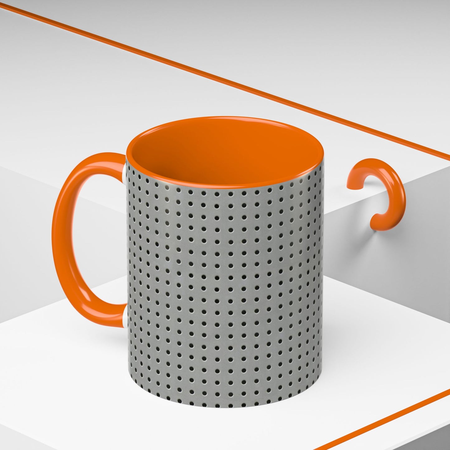 Two Tone Accent Coffee Mug 11oz_  N7+ Series ACMUG11OZ PT2WW001_ Limited Edition Stylish Perforated Design by WesternWaves: