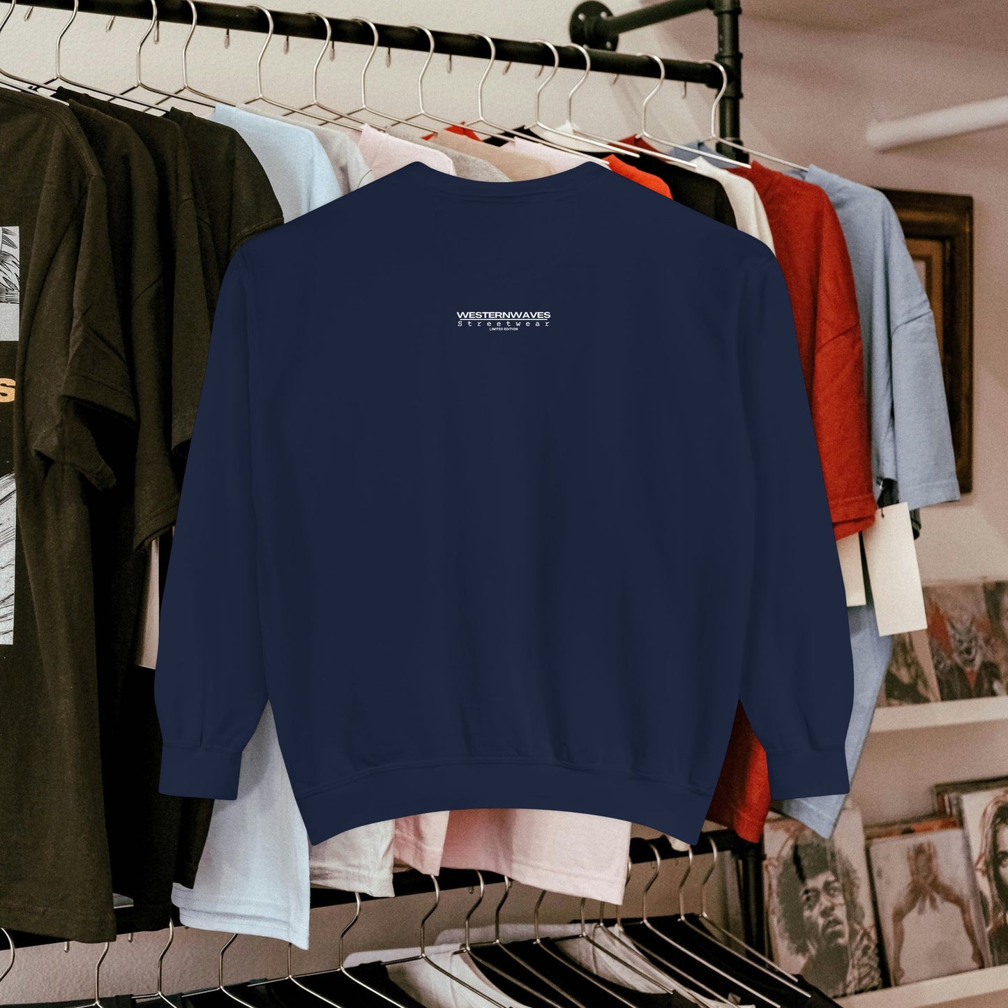 Unisex Garment-Dyed Sweatshirt_  N8+ Series SPW USMWSSFCNSS PT2WW001_ Limited Edition by WesternWaves: