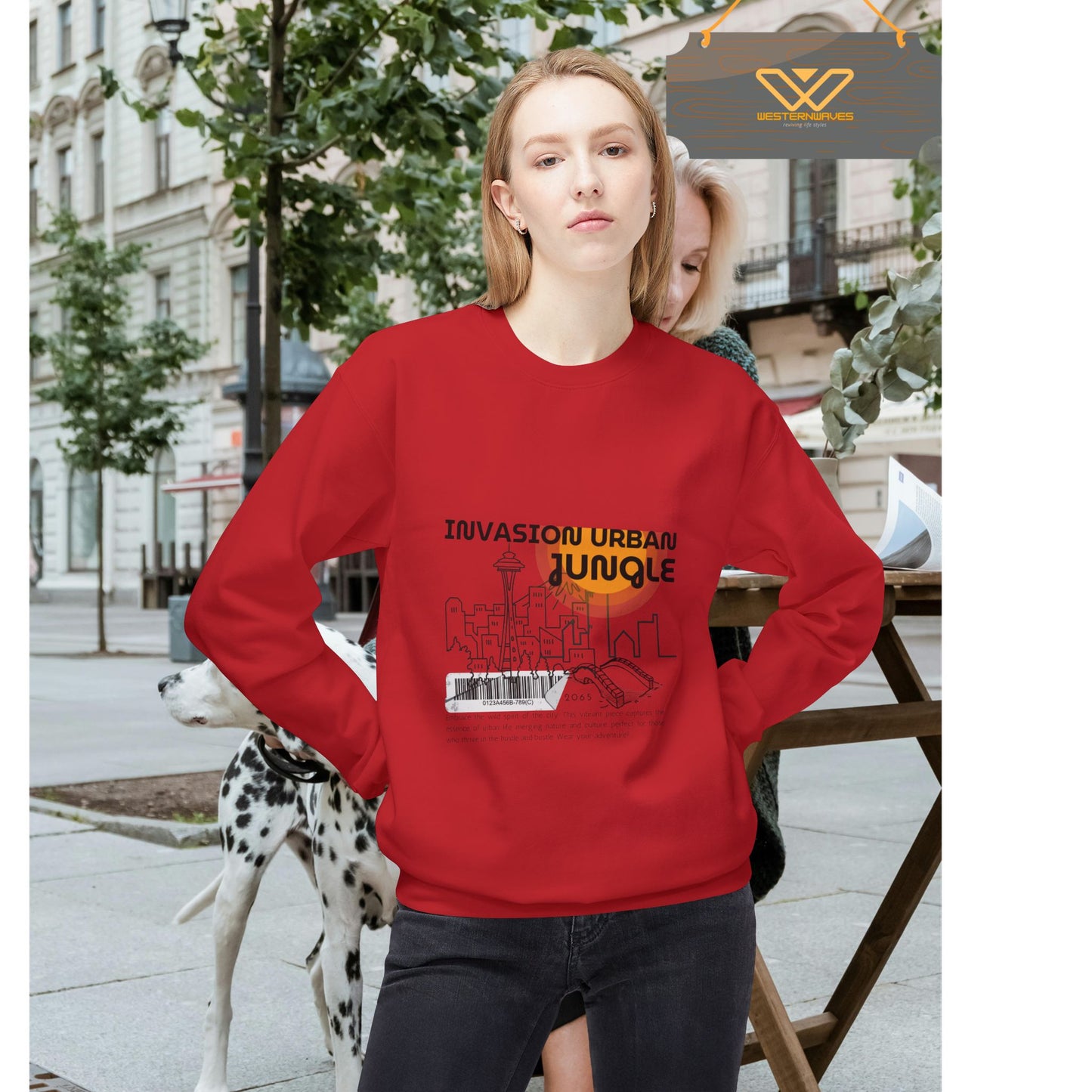 Unisex Midweight Softstyle Fleece Crewneck Sweatshirt_ N2+ Series USMWSSFCNSS PT2WW012_ Limited Edition Stylish Eco-conscious Raw Classic by WesternWaves: