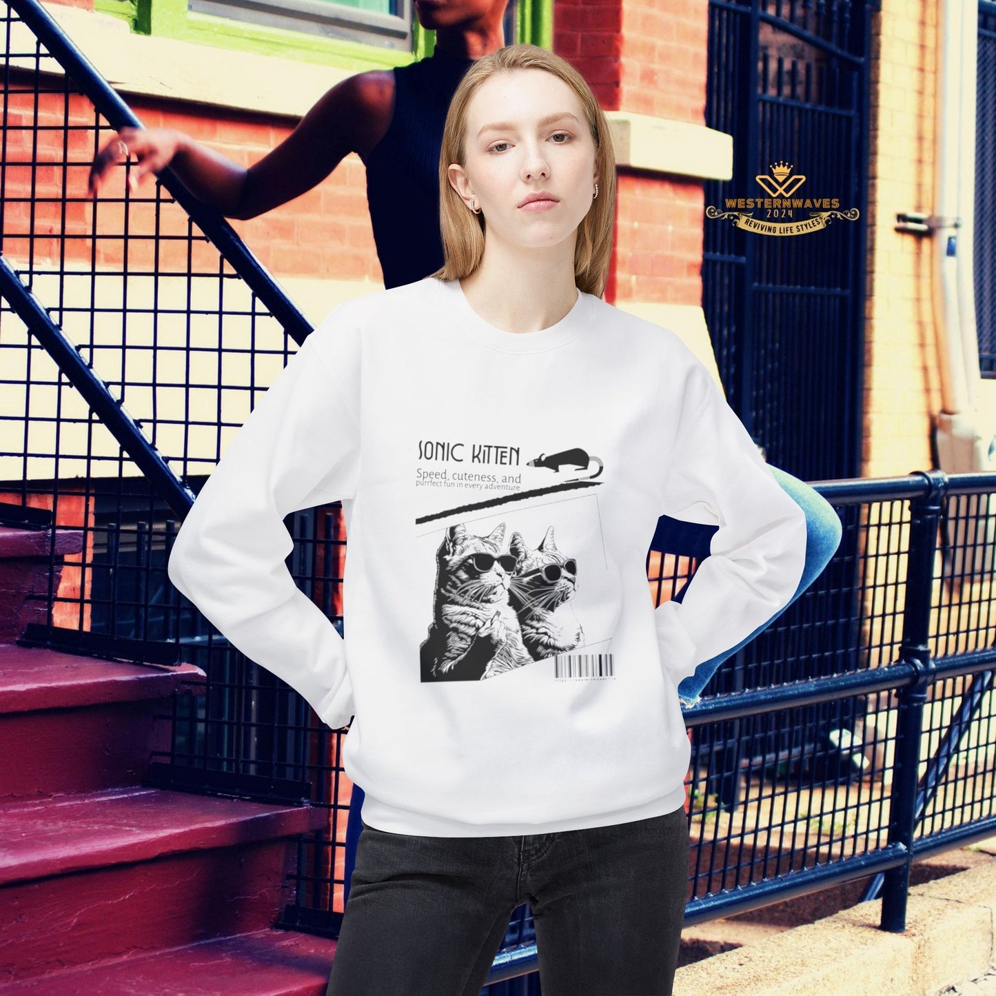 Unisex Midweight Fleece Crewneck Sweatshirt_ N2 Series SPW UXMWFCS PT2WW015_ WesternWaves Signature Limited Edition: