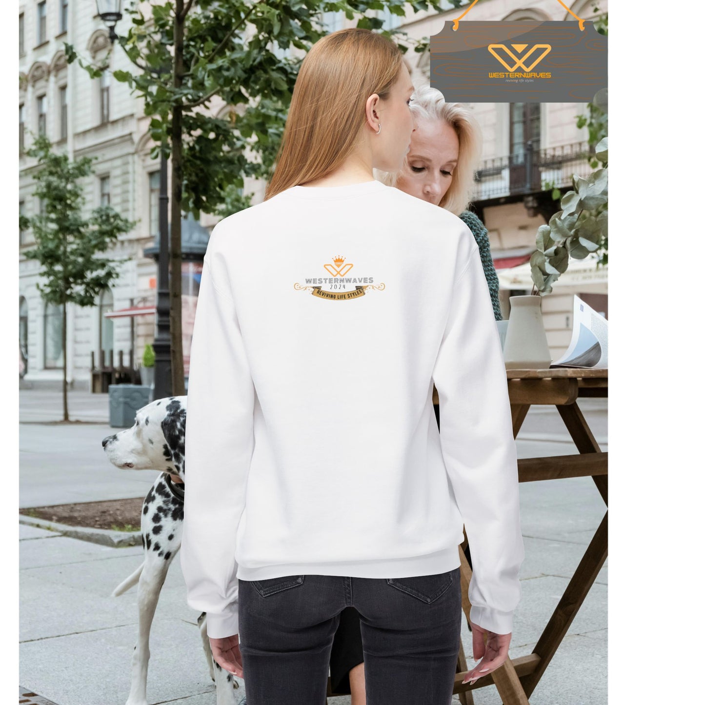 Unisex Midweight Softstyle Fleece Crewneck Sweatshirt_ N2 Series SPW USMWSSFCNSS PT2WW002_ Limited Edition Stylish Eco-conscious Raw Classic by WesternWaves: