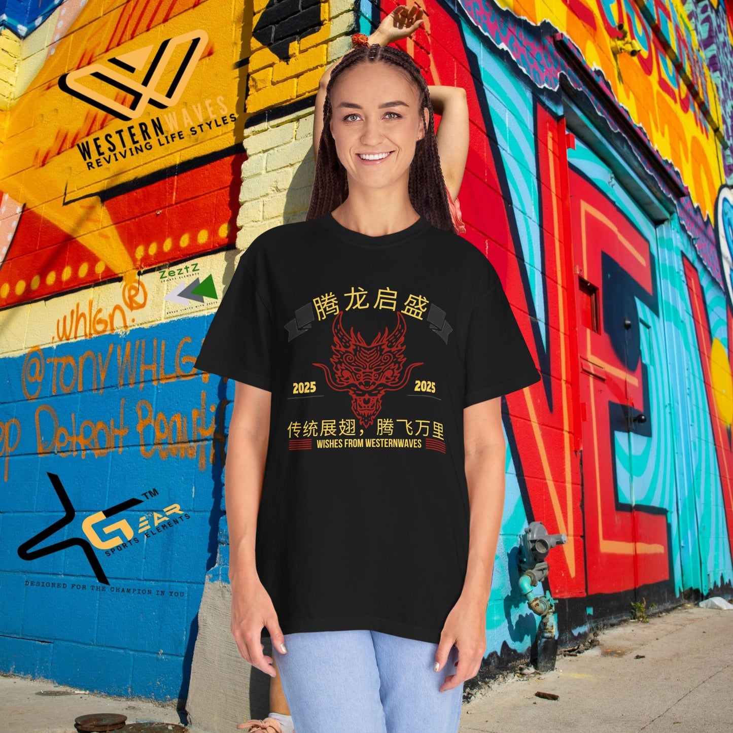 Unisex Garment-Dyed T-shirt_ N3+ Series USGDTS PT2WW003_ Comfort Colors 1717_ ‘Election America’ Limited Edition Fusion of Style For Chinese New Year Celebrations by WesternWaves: