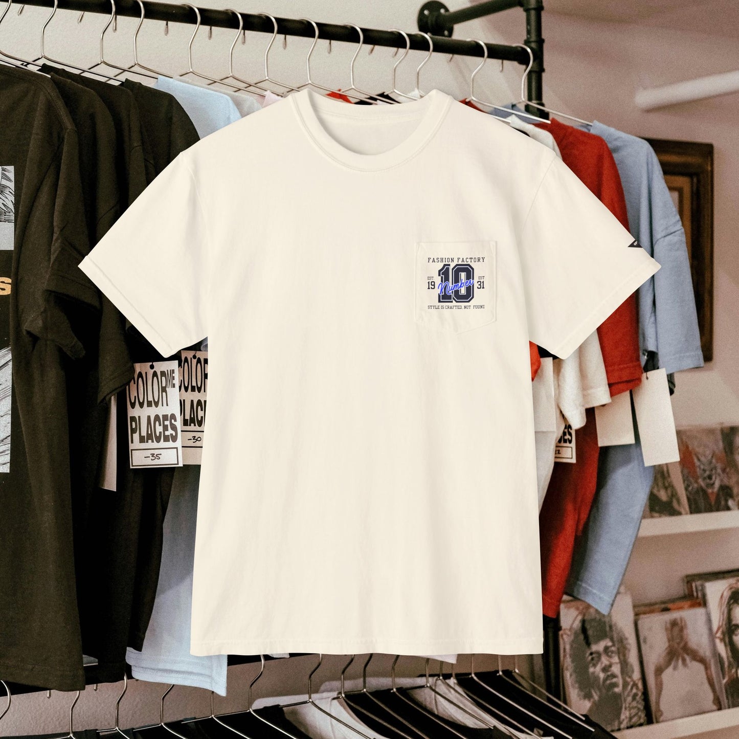 Unisex Garment-Dyed Pocket T-Shirt_ N3+ Series USGDPTS PT2WW001_ Limited Edition Raw Classic by WesternWaves: