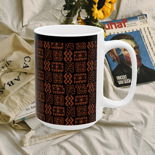 Ceramic Mug  11oz & 15oz_ N7* Series CMUG11OZ&15OZ PT2WW001_ Limited Edition Tribal Pattern Coffee Mug by WestenWaves: