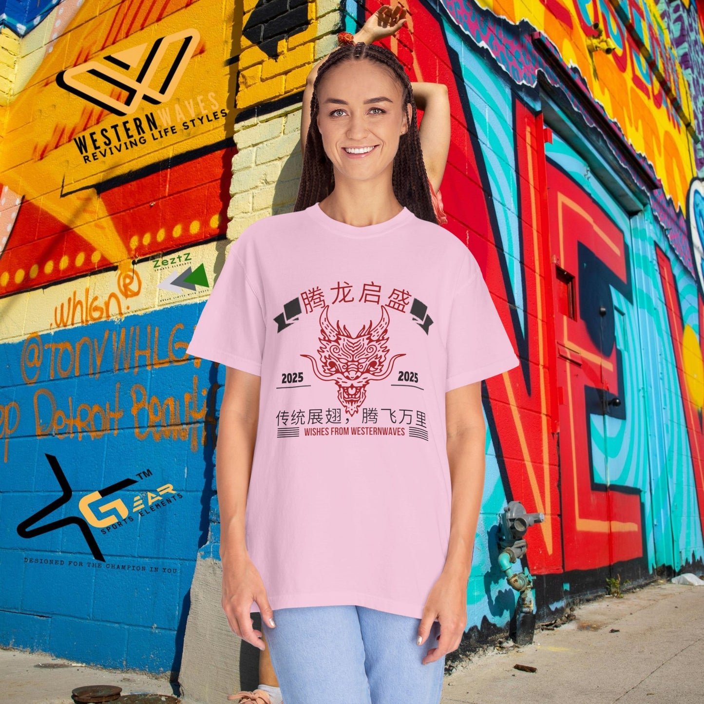 Unisex Garment-Dyed T-shirt_ N3+ Series USGDTS PT2WW003_ Comfort Colors 1717_ ‘Election America’ Limited Edition Fusion of Style For Chinese New Year Celebrations by WesternWaves: