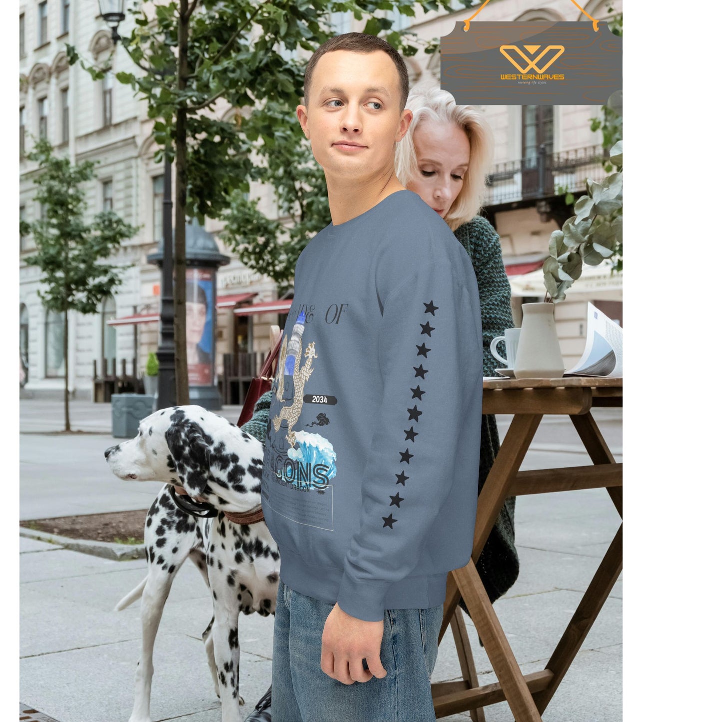 Unisex Lightweight Crewneck Sweatshirt_ N2 Series SPW ULWCSS PT2WW013_Limited Edition Conscious Fashion Collaboration by WesternWaves: