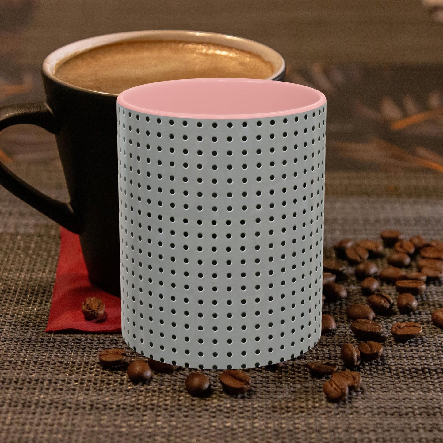 Two Tone Accent Coffee Mug 11oz_  N7+ Series ACMUG11OZ PT2WW001_ Limited Edition Stylish Perforated Design by WesternWaves: