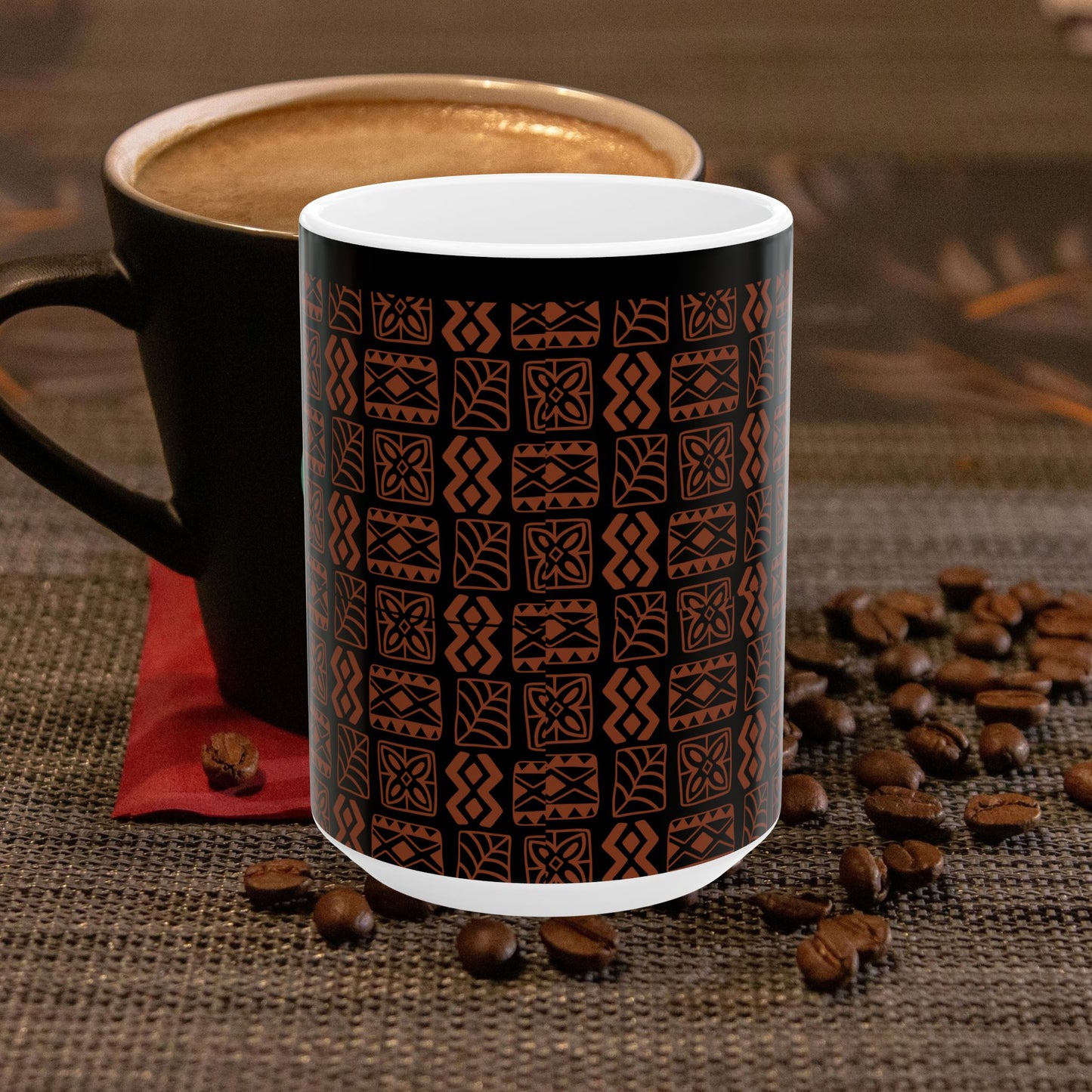 Ceramic Mug  11oz & 15oz_ N7* Series CMUG11OZ&15OZ PT2WW001_ Limited Edition Tribal Pattern Coffee Mug by WestenWaves: