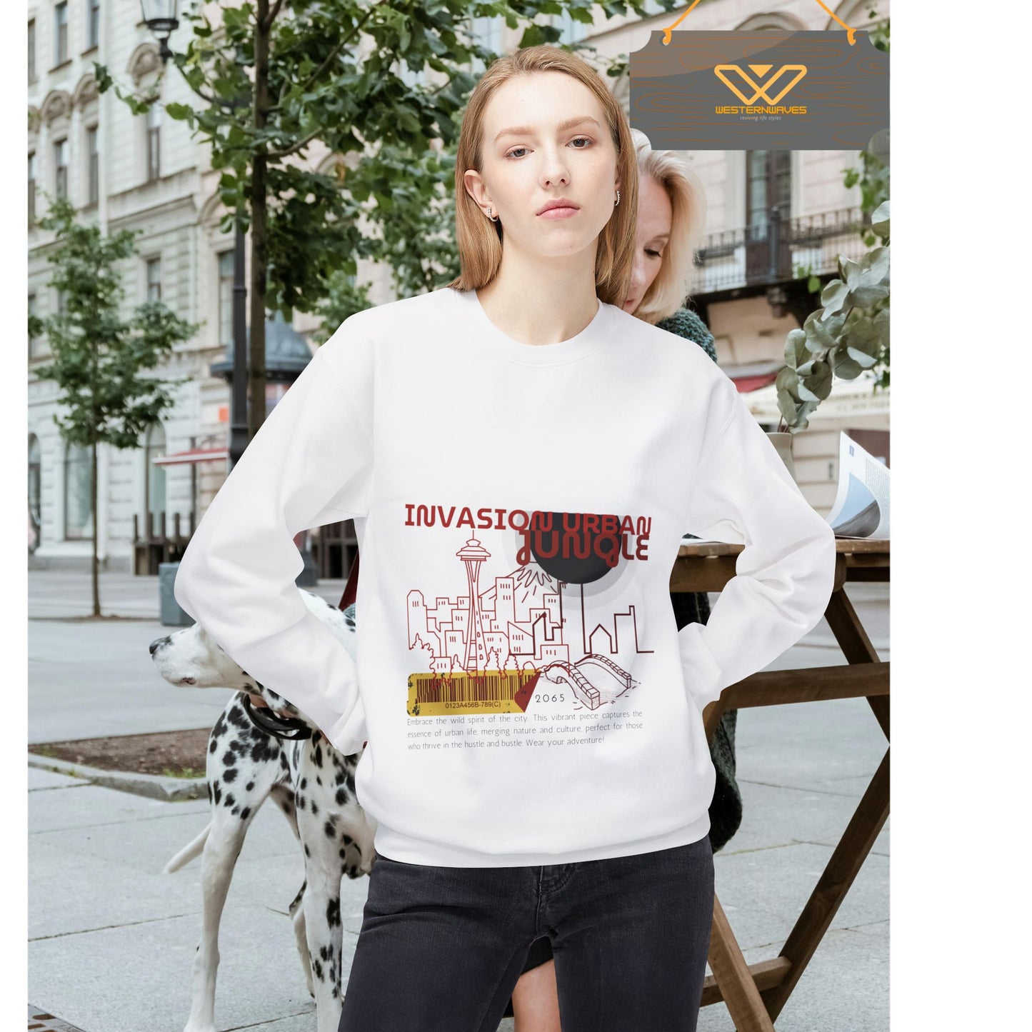 Unisex Midweight Softstyle Fleece Crewneck Sweatshirt_ N2+ Series USMWSSFCNSS PT2WW012_ Limited Edition Stylish Eco-conscious Raw Classic by WesternWaves: