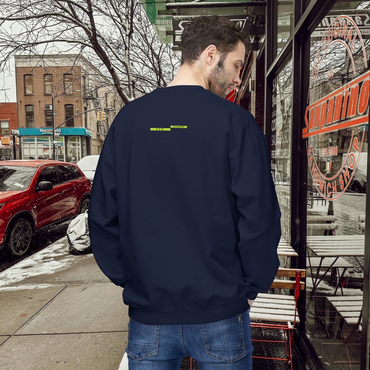 Unisex Midweight Softstyle Fleece Crewneck Sweatshirt_ N2+ Series USMWSSFCNSS PT2WW009_ Limited Edition Stylish Eco-conscious Raw Classic by WesternWaves: