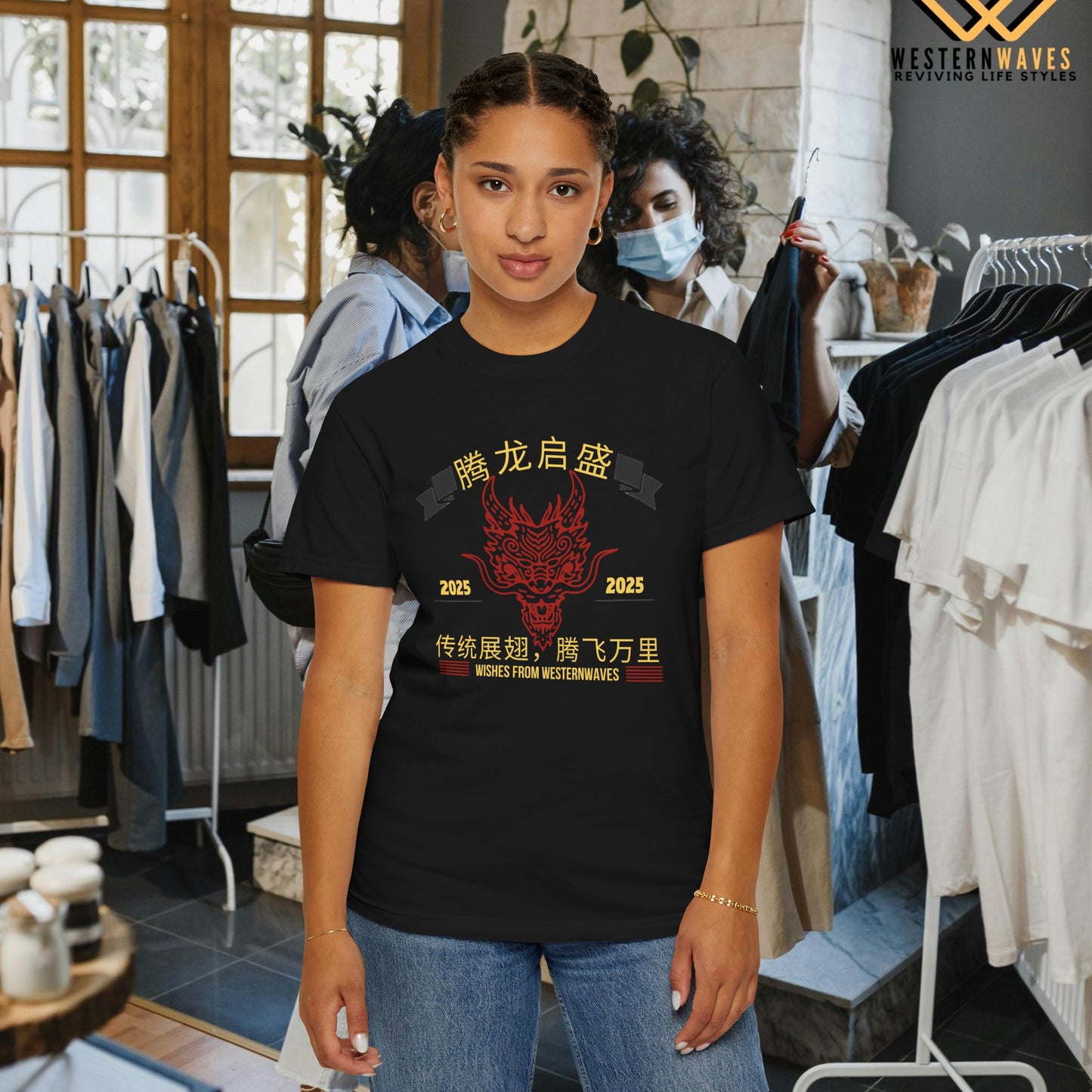 Unisex Garment-Dyed T-shirt_ N3+ Series USGDTS PT2WW003_ Comfort Colors 1717_ ‘Election America’ Limited Edition Fusion of Style For Chinese New Year Celebrations by WesternWaves: