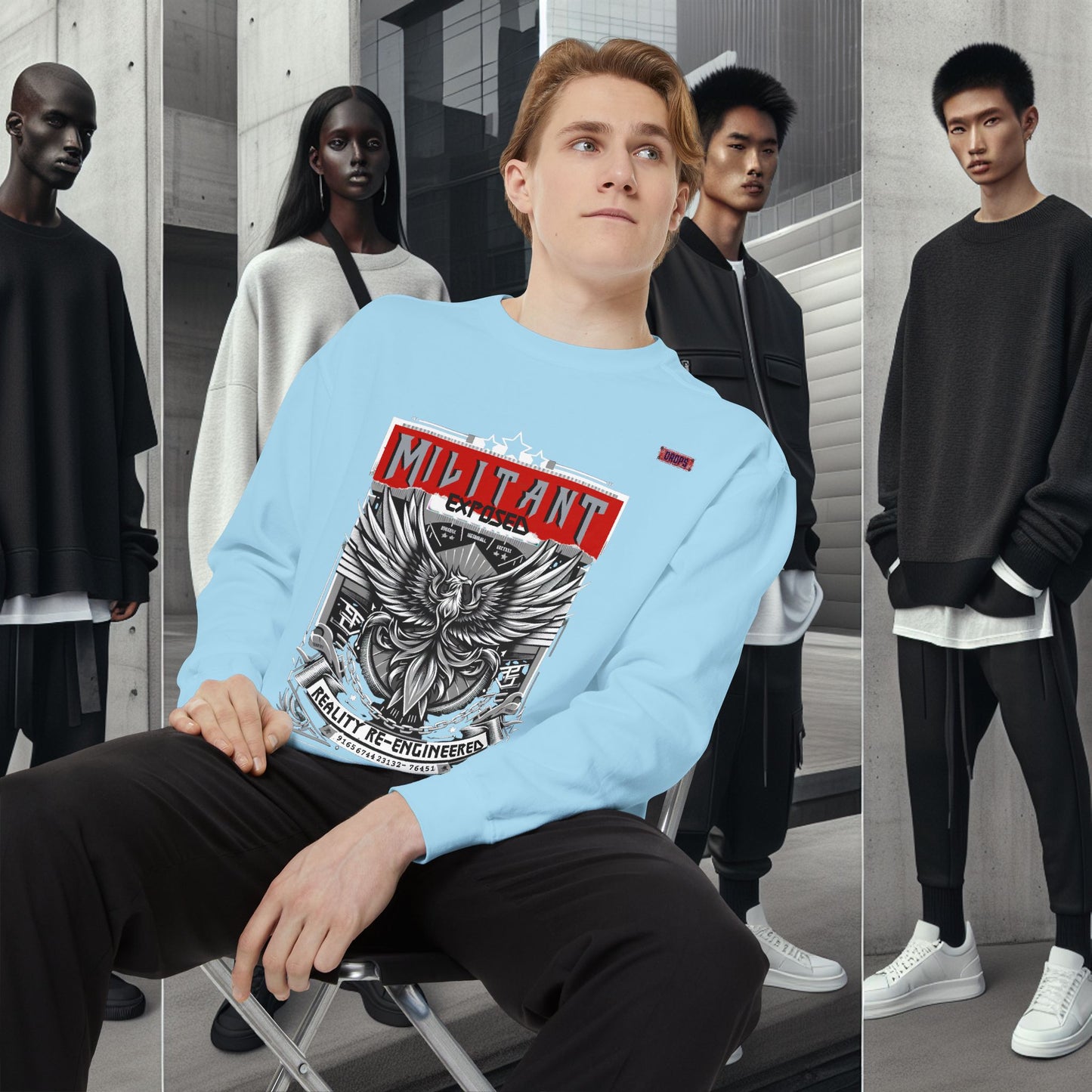 Unisex Garment-Dyed Sweatshirt_  N8+ Series SPW USMWSSFCNSS PT2WW001_ Limited Edition by WesternWaves: