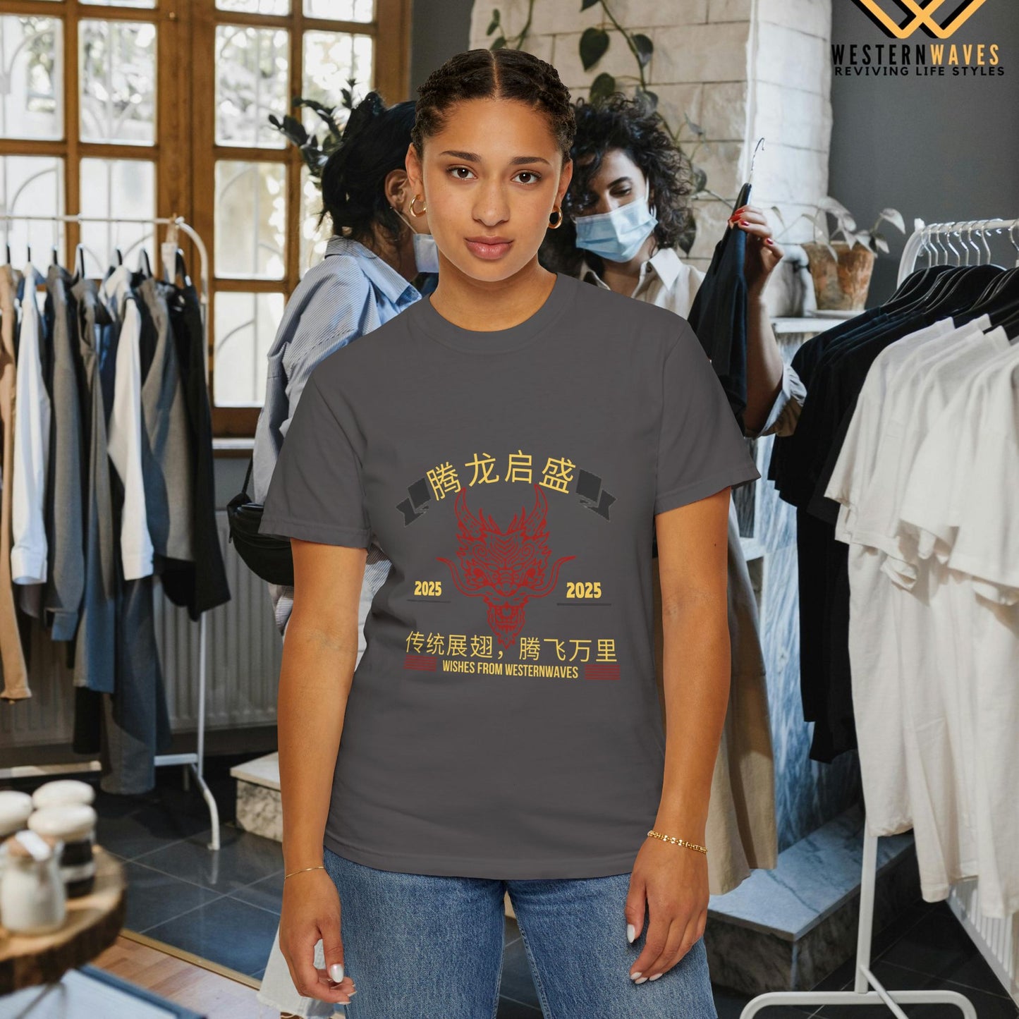 Unisex Garment-Dyed T-shirt_ N3+ Series USGDTS PT2WW003_ Comfort Colors 1717_ ‘Election America’ Limited Edition Fusion of Style For Chinese New Year Celebrations by WesternWaves: