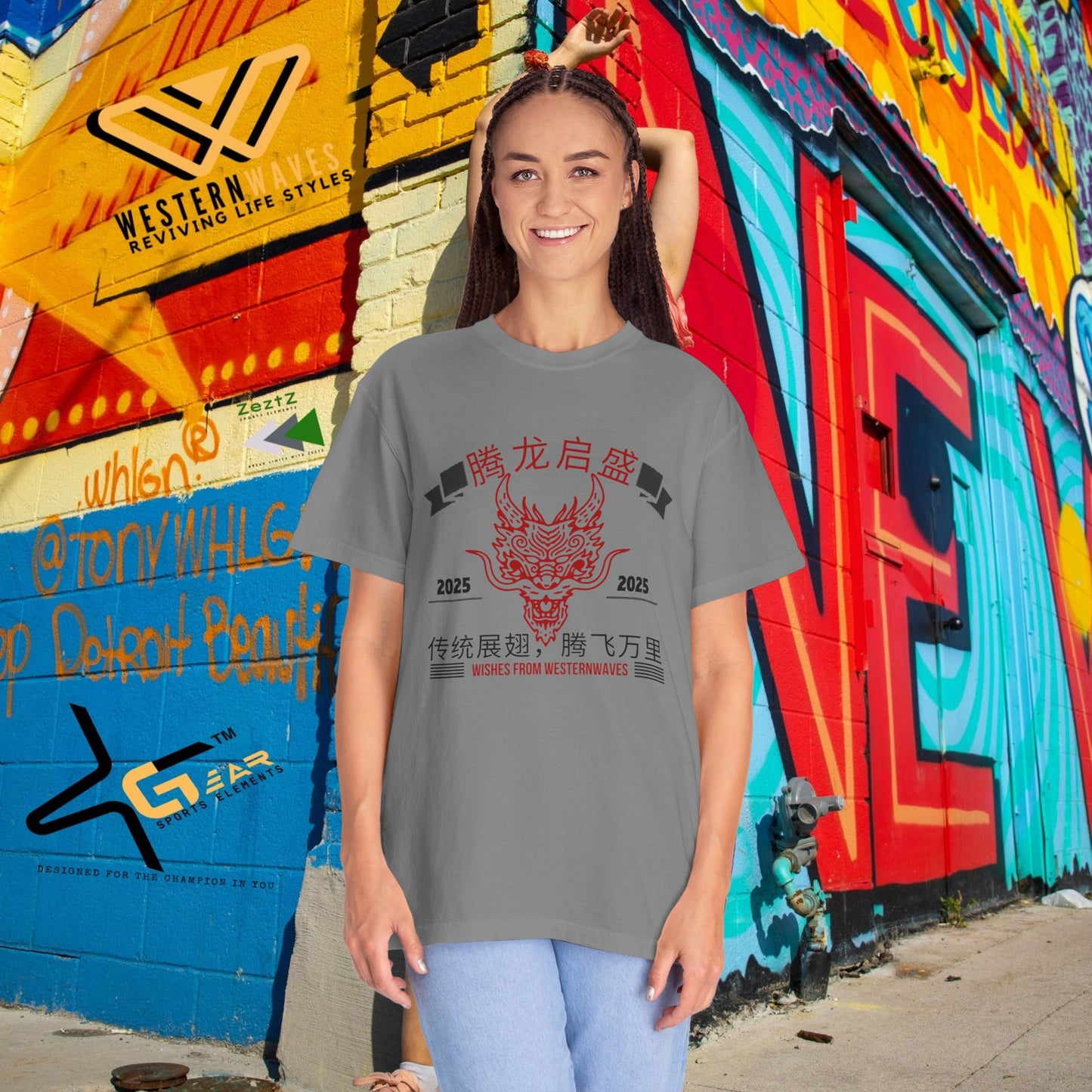 Unisex Garment-Dyed T-shirt_ N3+ Series USGDTS PT2WW003_ Comfort Colors 1717_ ‘Election America’ Limited Edition Fusion of Style For Chinese New Year Celebrations by WesternWaves: