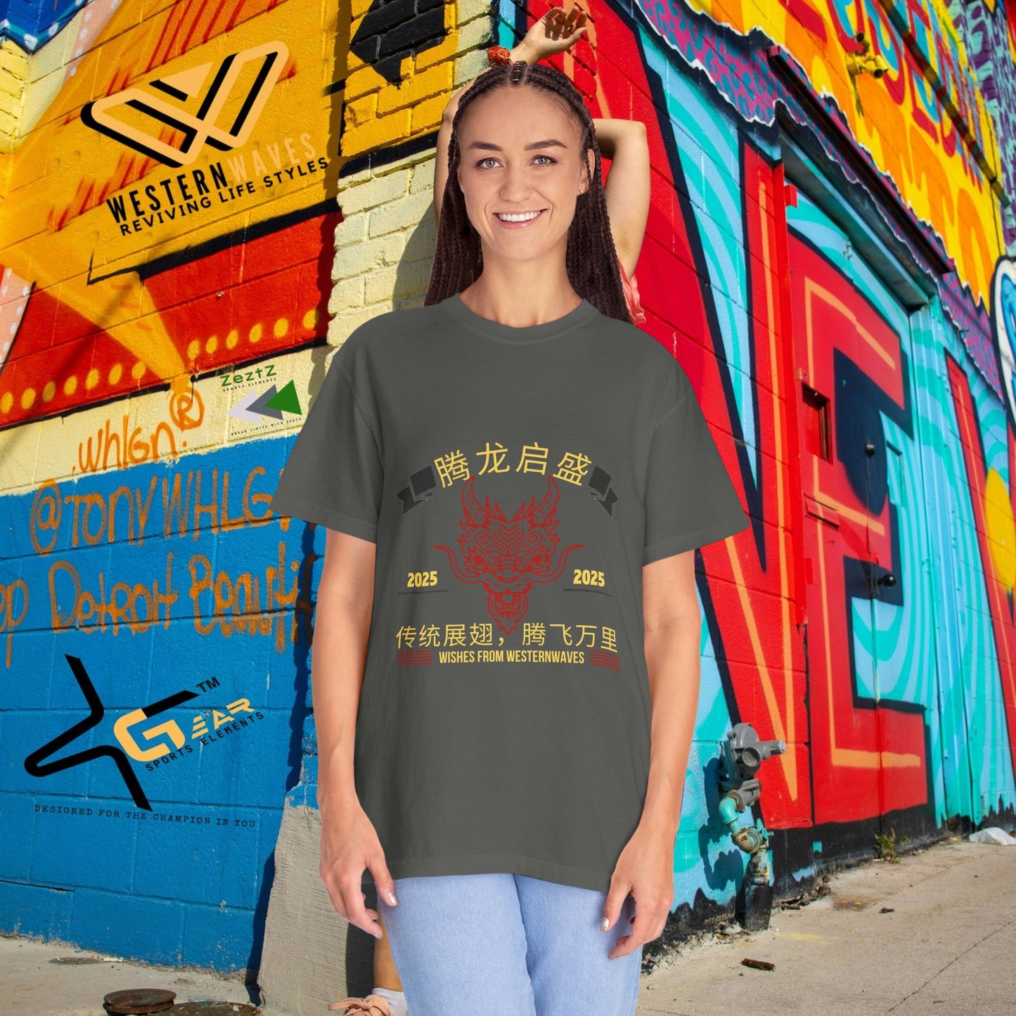 Unisex Garment-Dyed T-shirt_ N3+ Series USGDTS PT2WW003_ Comfort Colors 1717_ ‘Election America’ Limited Edition Fusion of Style For Chinese New Year Celebrations by WesternWaves: