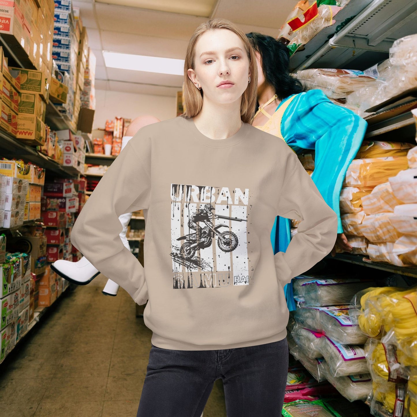 Unisex Midweight Softstyle Fleece Crewneck Sweatshirt_ N2+ Series USMWSSFCNSS PT2WW009_ Limited Edition Stylish Eco-conscious Raw Classic by WesternWaves: