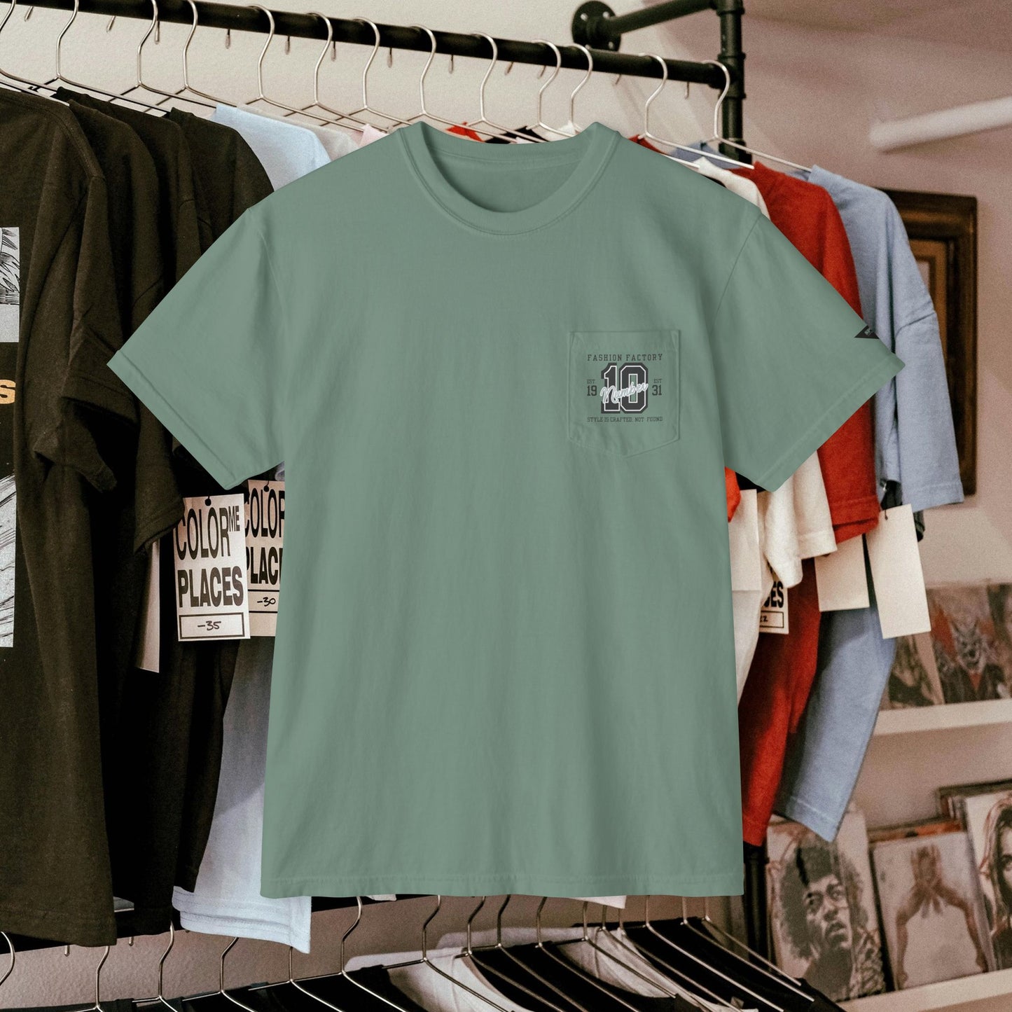Unisex Garment-Dyed Pocket T-Shirt_ N3+ Series USGDPTS PT2WW001_ Limited Edition Raw Classic by WesternWaves: