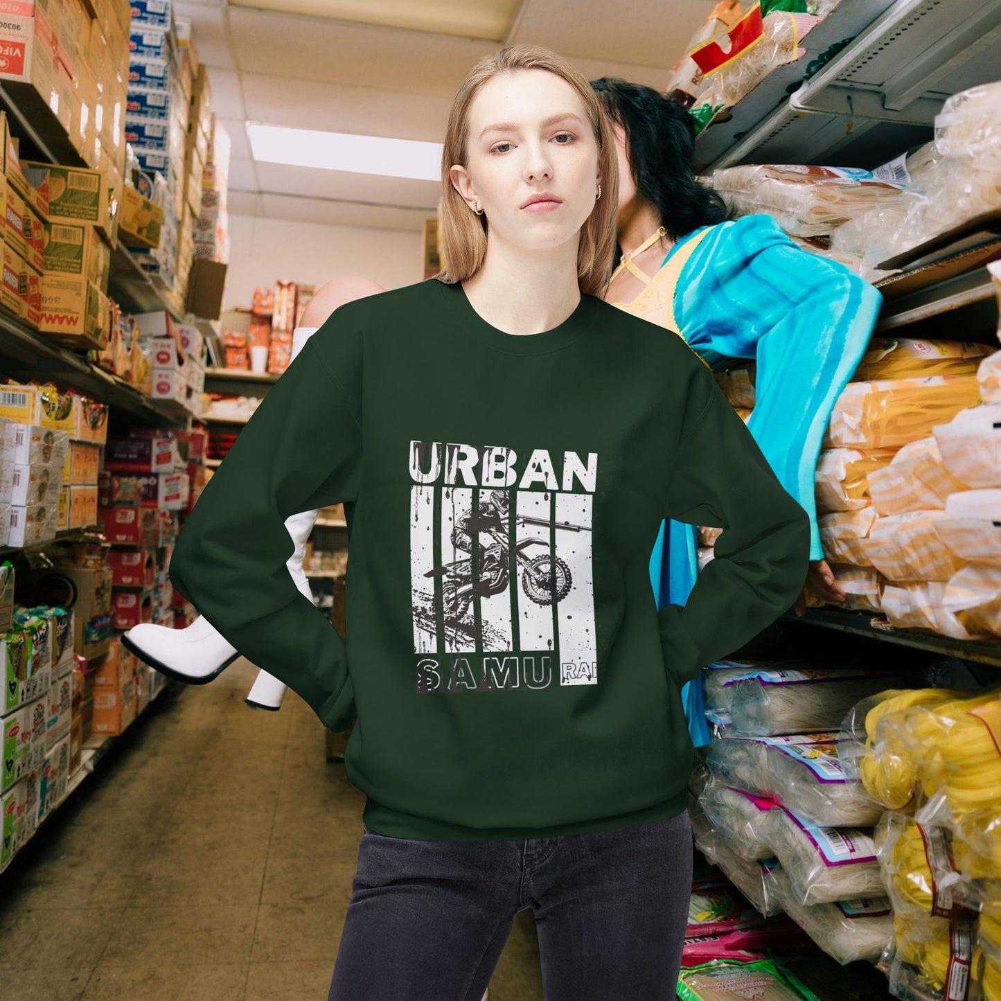 Unisex Midweight Softstyle Fleece Crewneck Sweatshirt_ N2+ Series USMWSSFCNSS PT2WW009_ Limited Edition Stylish Eco-conscious Raw Classic by WesternWaves: