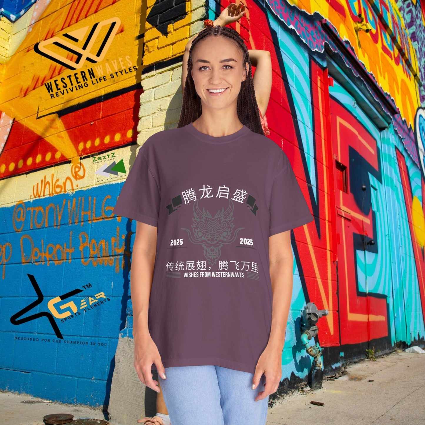 Unisex Garment-Dyed T-shirt_ N3+ Series USGDTS PT2WW003_ Comfort Colors 1717_ ‘Election America’ Limited Edition Fusion of Style For Chinese New Year Celebrations by WesternWaves: