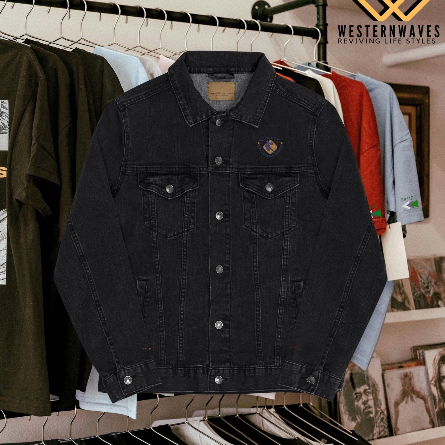 Unisex Denim Jacket (Embroidery)_ Series N5+ USDJ(EMB) PT2WW001_ Limited Edition by WesternWaves: