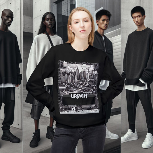 Urban Nomad Fleece Crewneck Sweatshirt_ UWD 0027_  | Cozy Streetwear Style, Perfect for Travel, Gifts, Fall & Winter Layers, Graphic Pullover