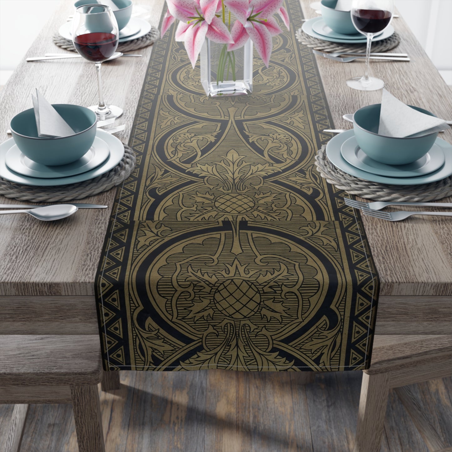 Table Runner (Cotton, Poly)_ Elegant Vintage-Inspired Table Runner for Stylish Dining_ N7+ Series TRUNNER PT2WW003_ Limited Edition by WesternWaves_