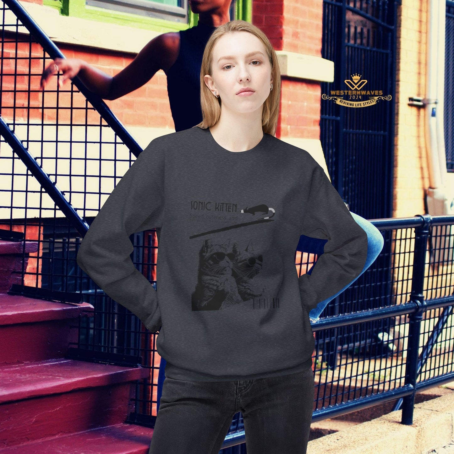 Unisex Midweight Fleece Crewneck Sweatshirt_ N2 Series SPW UXMWFCS PT2WW015_ WesternWaves Signature Limited Edition: