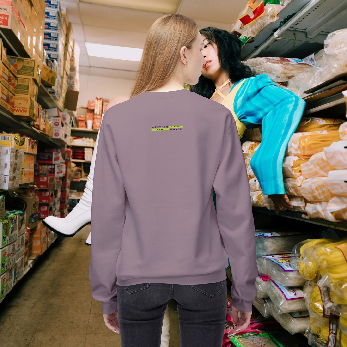Unisex Midweight Softstyle Fleece Crewneck Sweatshirt_ N2+ Series USMWSSFCNSS PT2WW009_ Limited Edition Stylish Eco-conscious Raw Classic by WesternWaves: