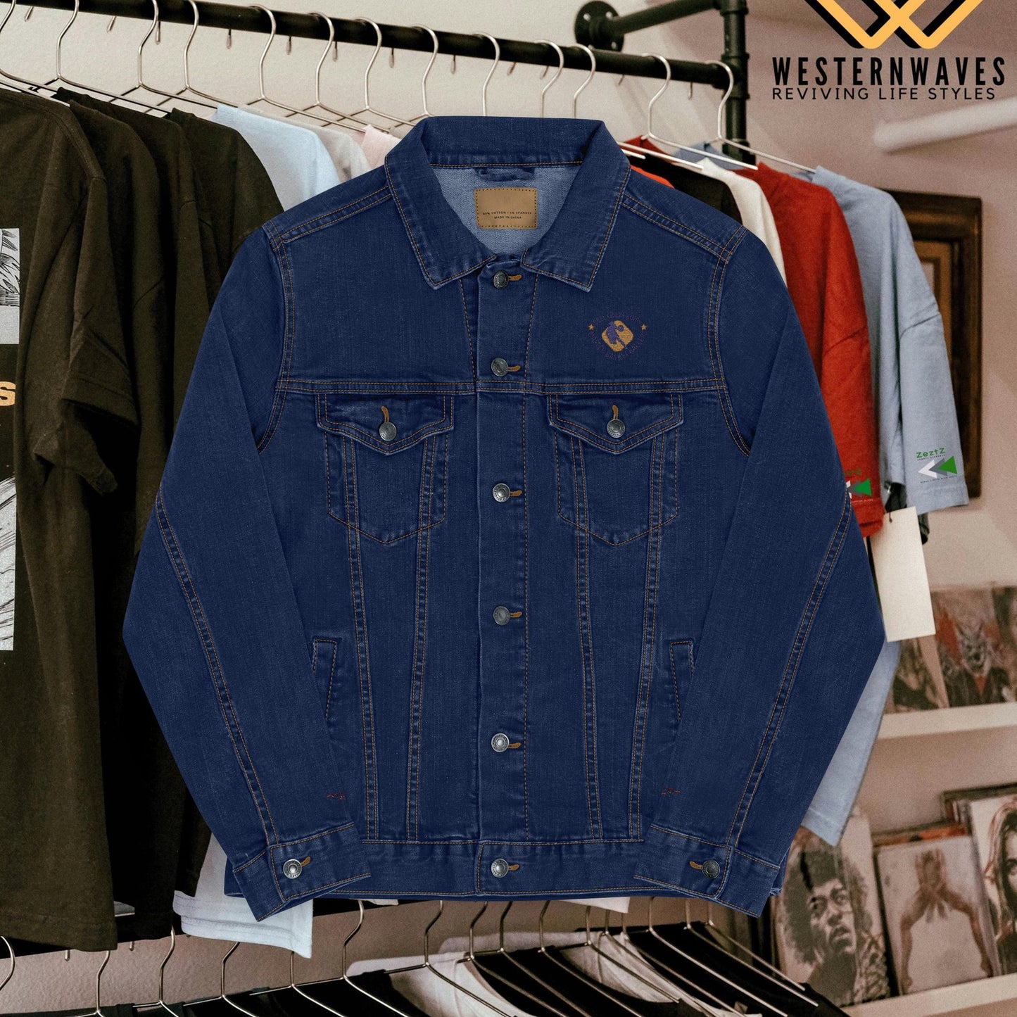 Unisex Denim Jacket (Embroidery)_ Series N5+ USDJ(EMB) PT2WW001_ Limited Edition by WesternWaves: