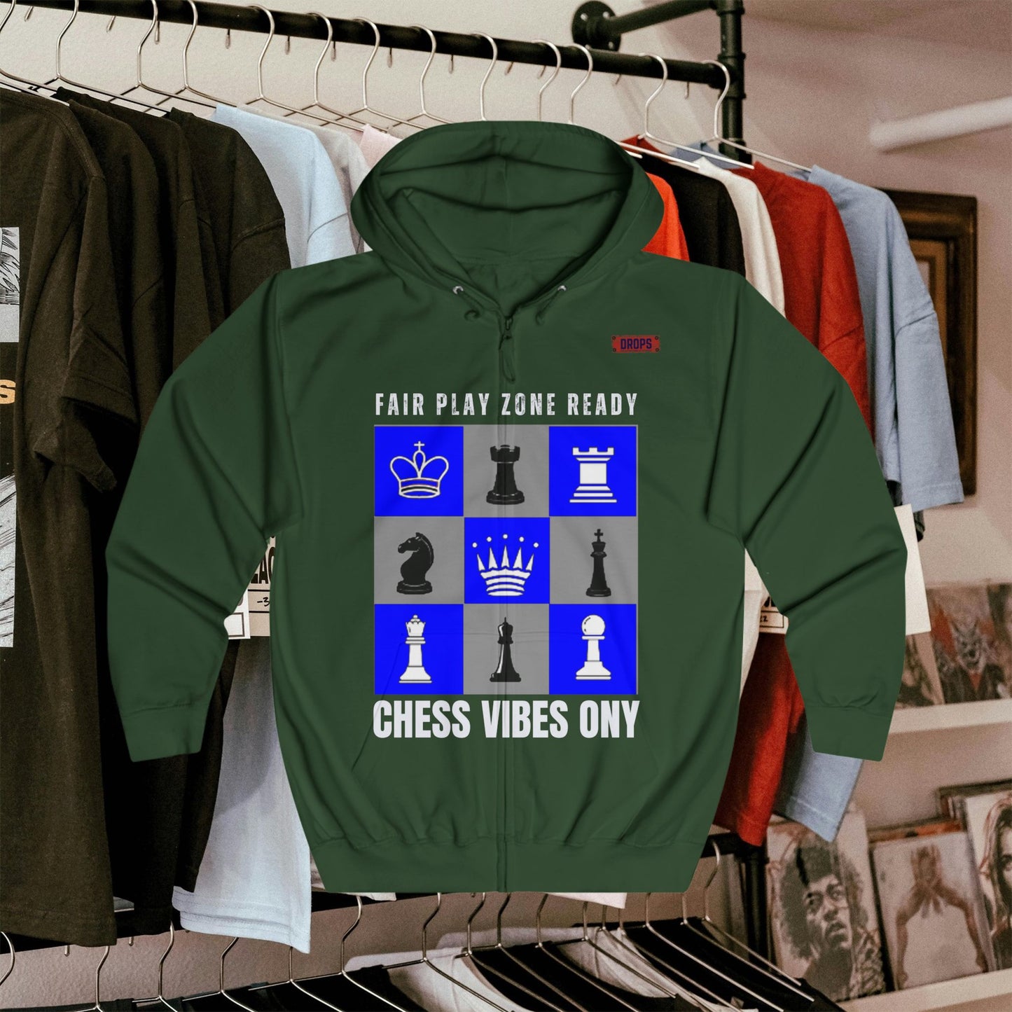 Unisex Full Zip Hoodie_ UWDP3_ Series N8+ USFZH PT2WW001_ Limited Edition Unique Chess Merch by WesternWaves: