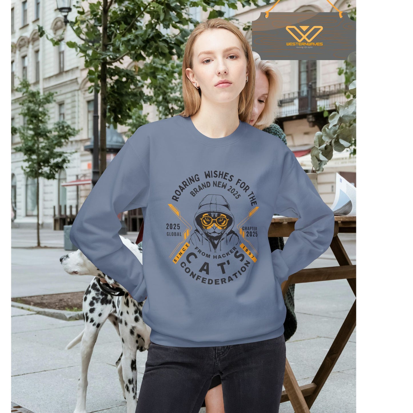 Unisex Midweight Softstyle Fleece Crewneck Sweatshirt_ N2 Series SPW USMWSSFCNSS PT2WW004_ Limited Edition Stylish Eco-conscious Raw Classic by WesternWaves: