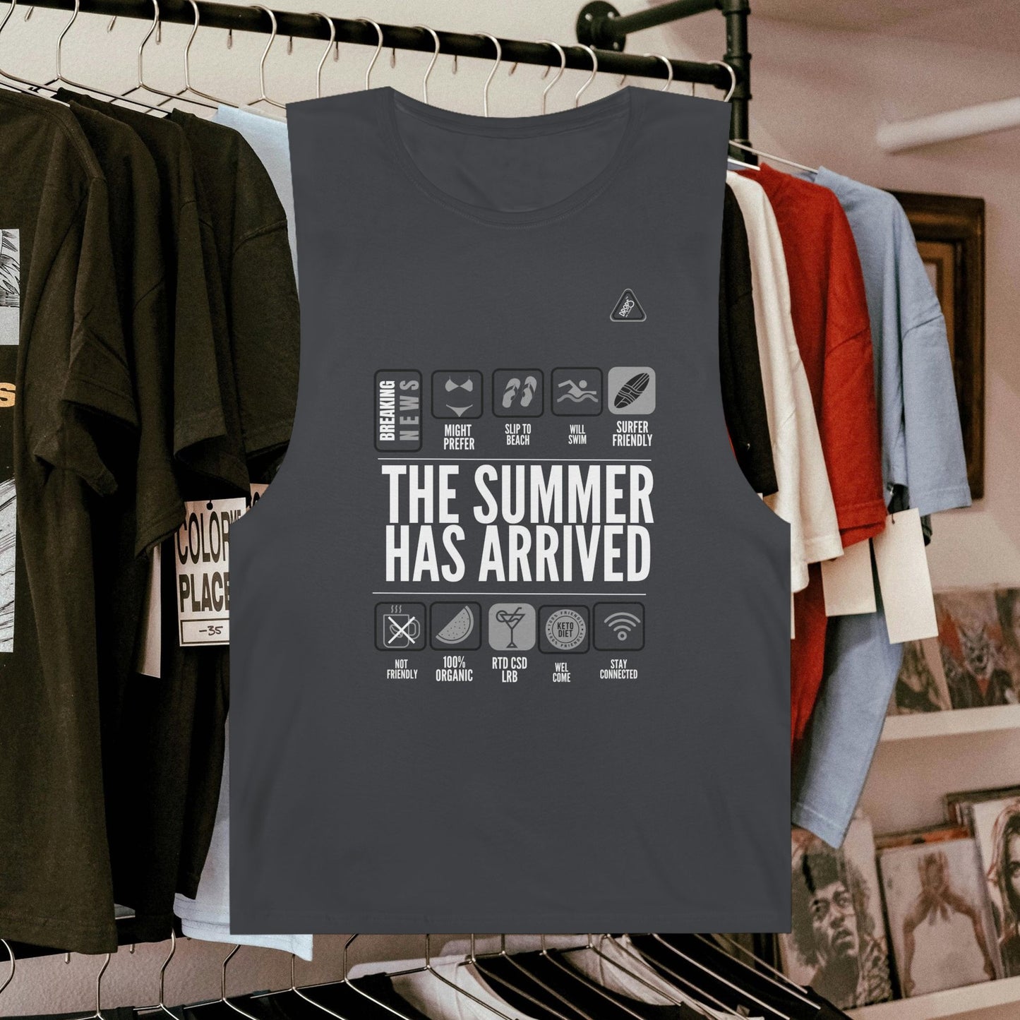 Unisex Summer Vibes Tank Top - 'The Summer Has Arrived' – Organic Cotton_ 09 May 2025_ 001