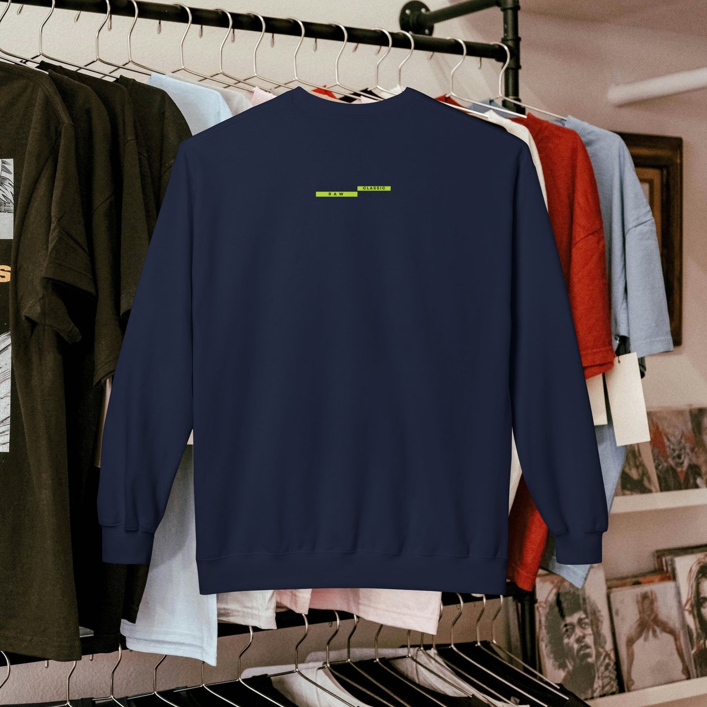 Unisex Midweight Softstyle Fleece Crewneck Sweatshirt_ N2+ Series USMWSSFCNSS PT2WW009_ Limited Edition Stylish Eco-conscious Raw Classic by WesternWaves: