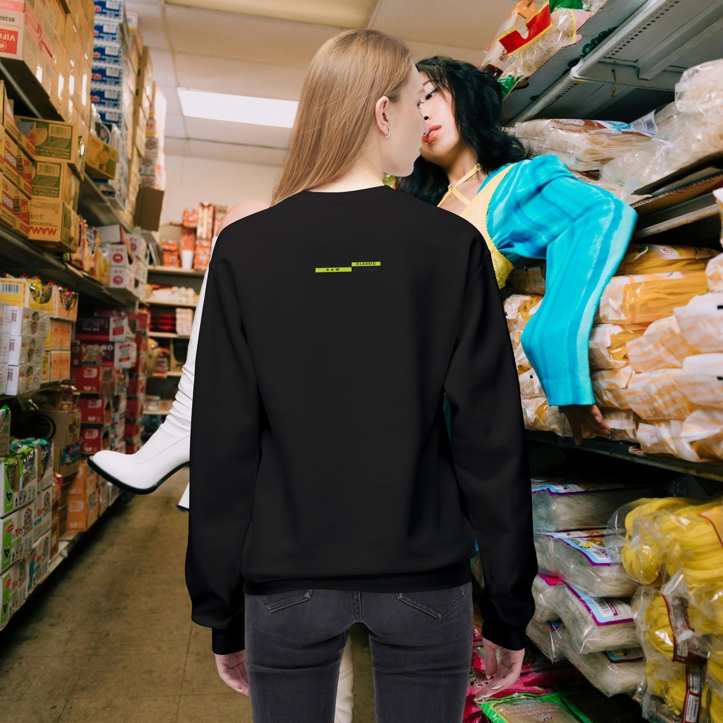 Unisex Midweight Softstyle Fleece Crewneck Sweatshirt_ N2+ Series USMWSSFCNSS PT2WW009_ Limited Edition Stylish Eco-conscious Raw Classic by WesternWaves: