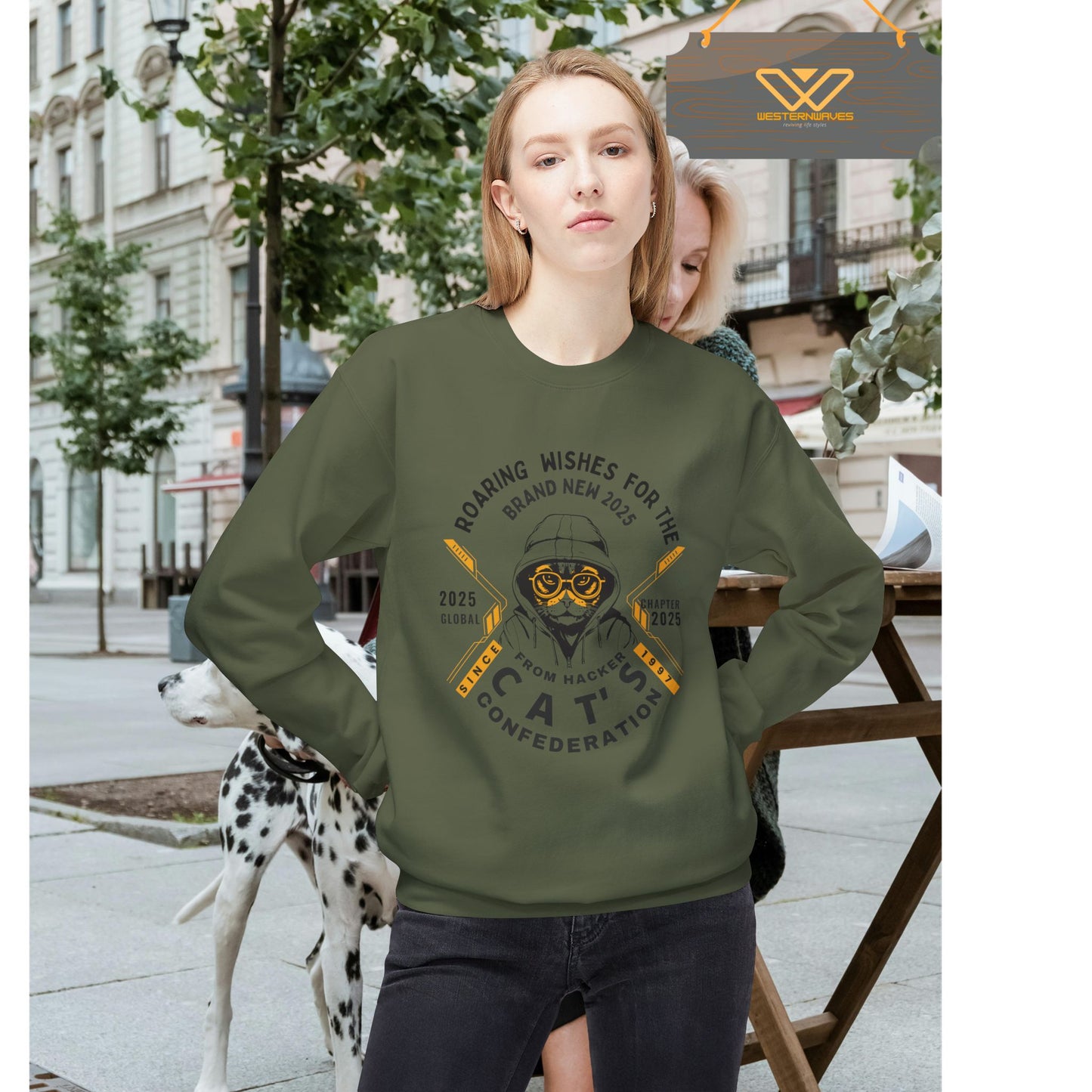 Unisex Midweight Softstyle Fleece Crewneck Sweatshirt_ N2 Series SPW USMWSSFCNSS PT2WW004_ Limited Edition Stylish Eco-conscious Raw Classic by WesternWaves: