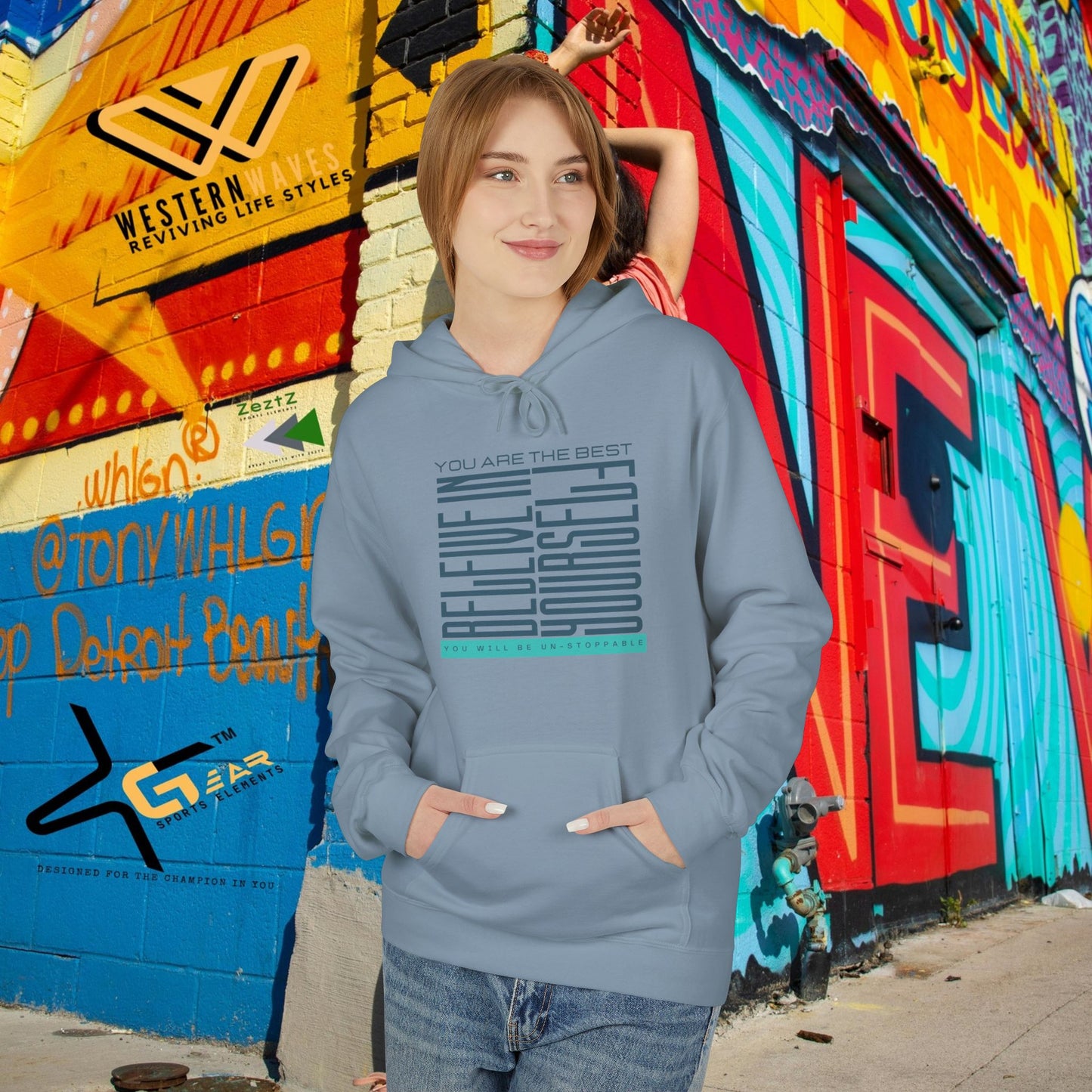 Unisex Midweight Softstyle Fleece Hoodie_ N2 Series SPW USMWSSFH PT2WW005_Limited Edition Luxuriously Soft 100% Cotton Face by WesternWaves: