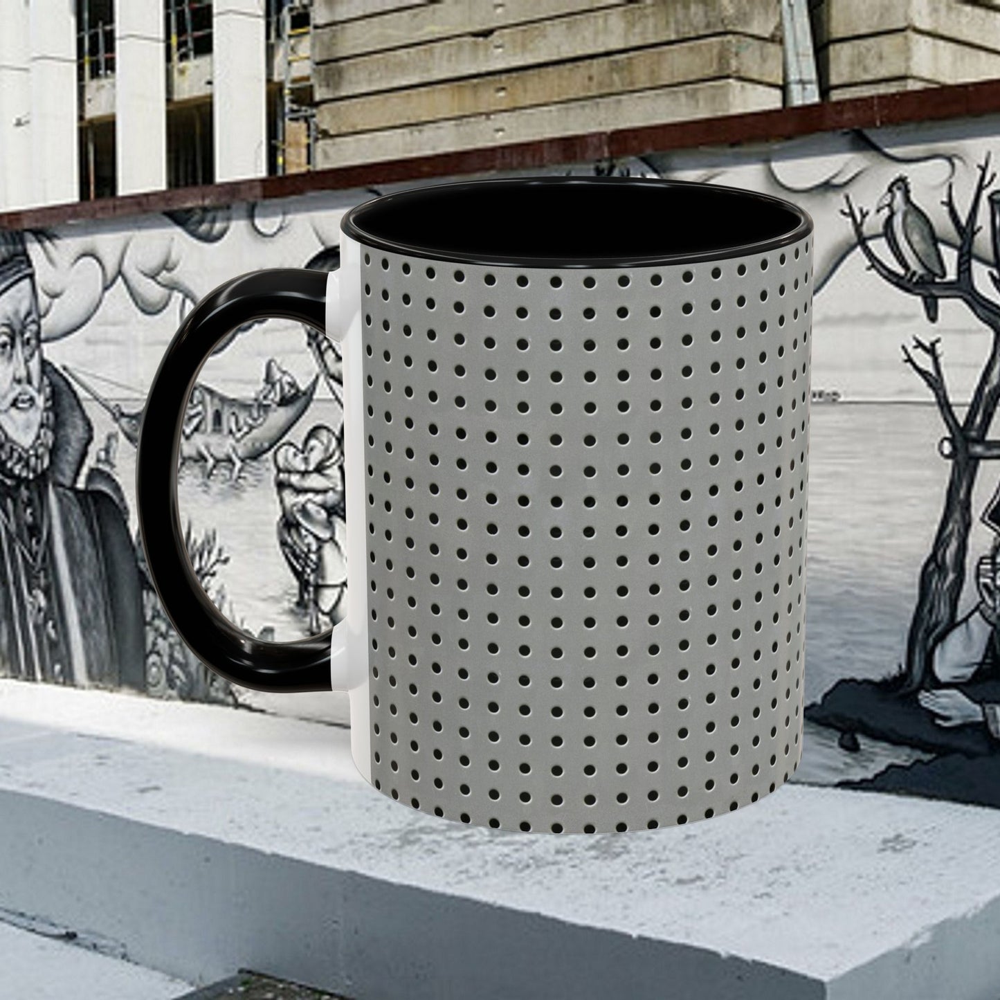 Two Tone Accent Coffee Mug 11oz_  N7+ Series ACMUG11OZ PT2WW001_ Limited Edition Stylish Perforated Design by WesternWaves:
