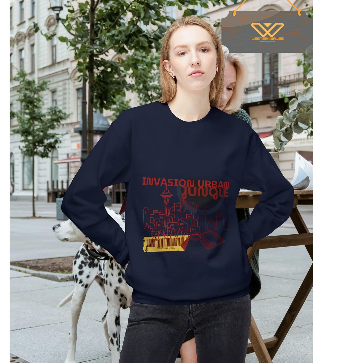 Unisex Midweight Softstyle Fleece Crewneck Sweatshirt_ N2+ Series USMWSSFCNSS PT2WW012_ Limited Edition Stylish Eco-conscious Raw Classic by WesternWaves: