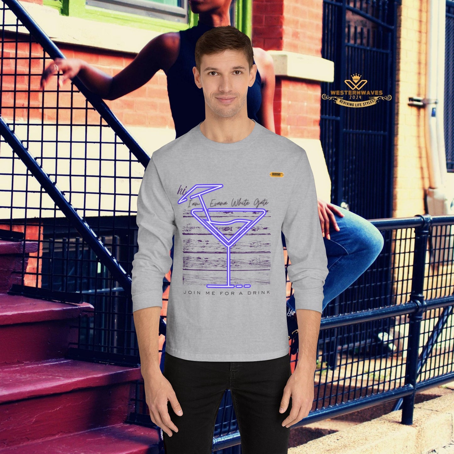 Unisex Classic Long Sleeve T-Shirt_ N6* Series USCLSTS PT2WW002_ Limited Edition Playful Design by WesternWaves: