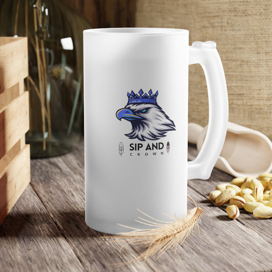 Frosted Glass Beer Mug - Stylish Sipping Essential_ N3+ Series FGBM PT2WW016_ Limited Edition by WesternWaves: