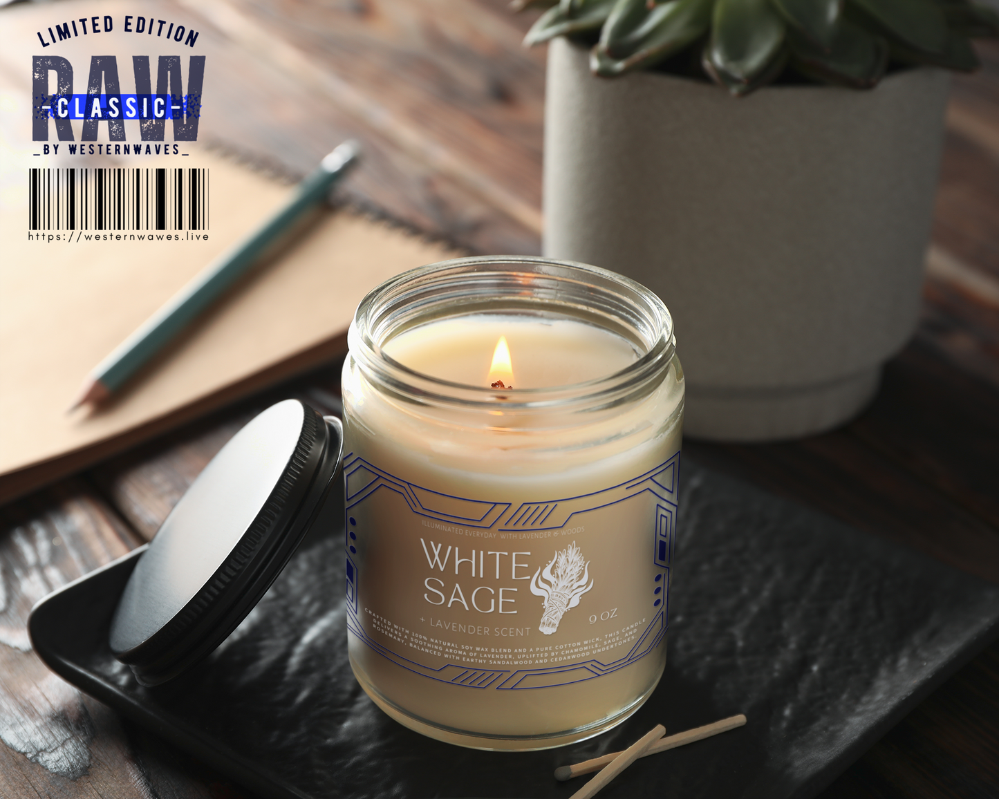 Soy Scents Candle_ White Sage_ N2 Series SSCWS PT2WW001_ Limited Edition Immersive aroma by WesternWaves: